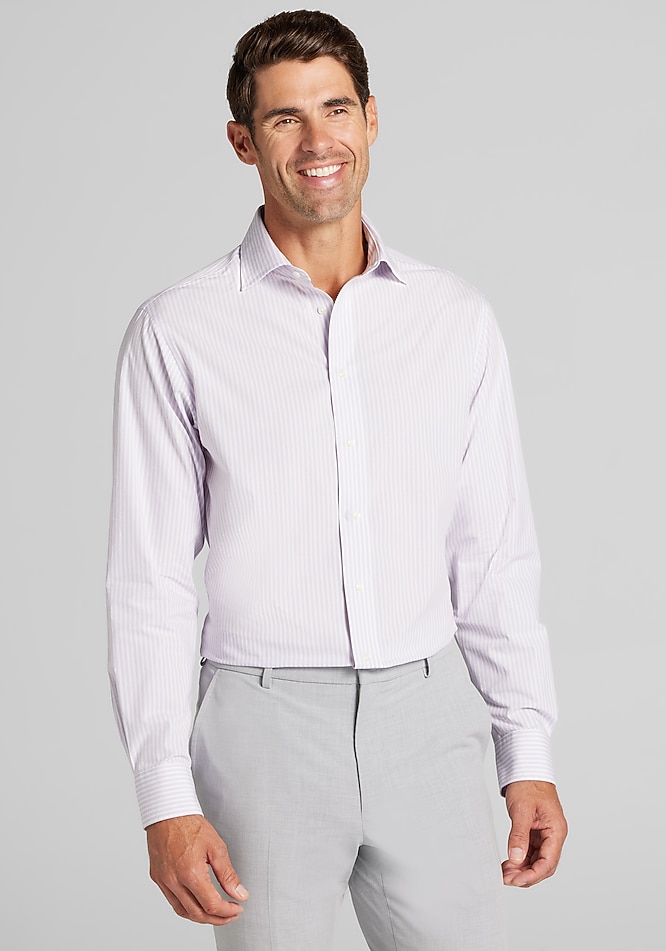 Jos. A. Bank Comfort Stretch Tailored Fit Spread Collar Stripe Dress Shirt  - Missionary Package | Jos A Bank
