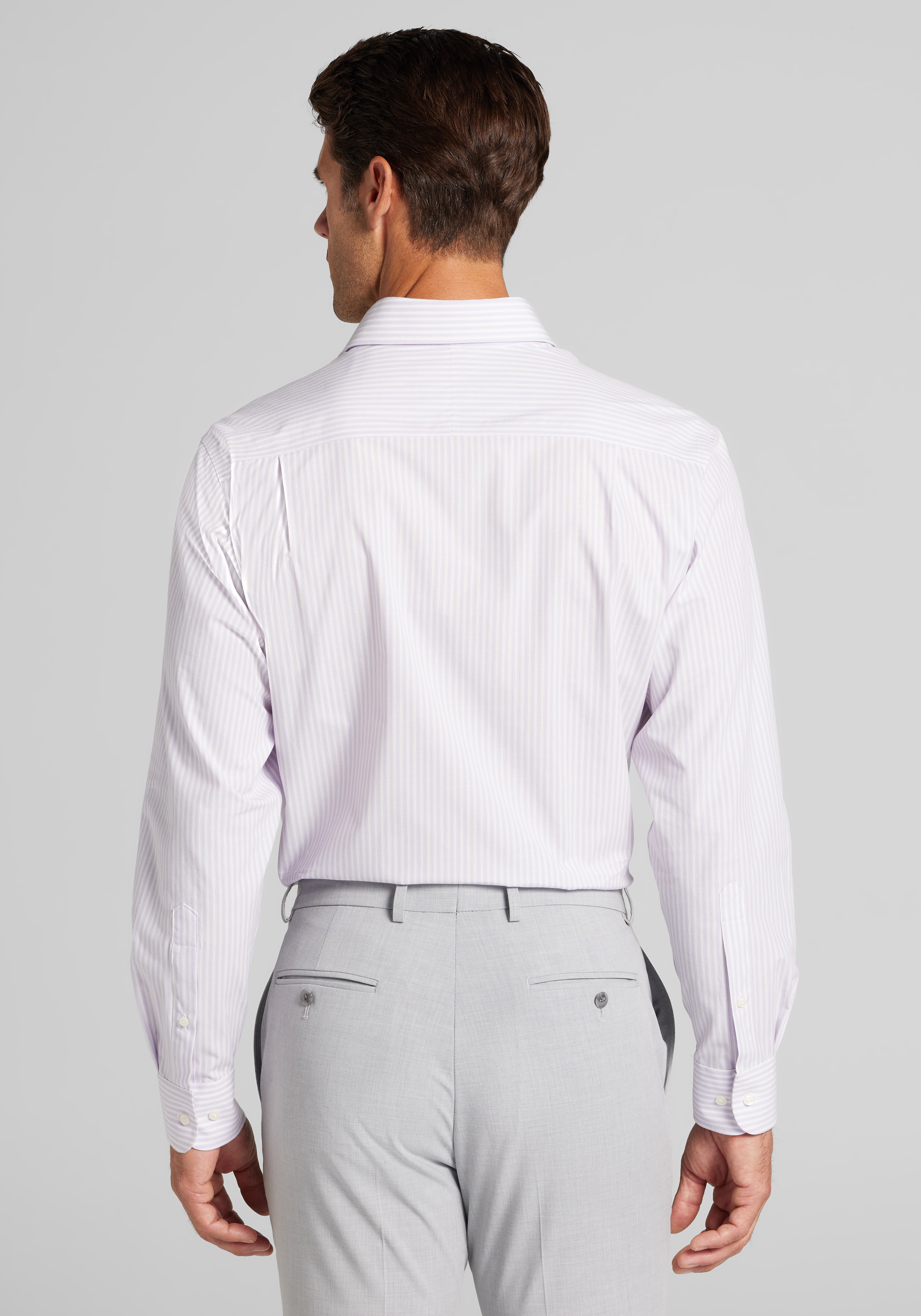 Jos. A. Bank Comfort Stretch Tailored Fit Spread Collar Stripe Dress Shirt