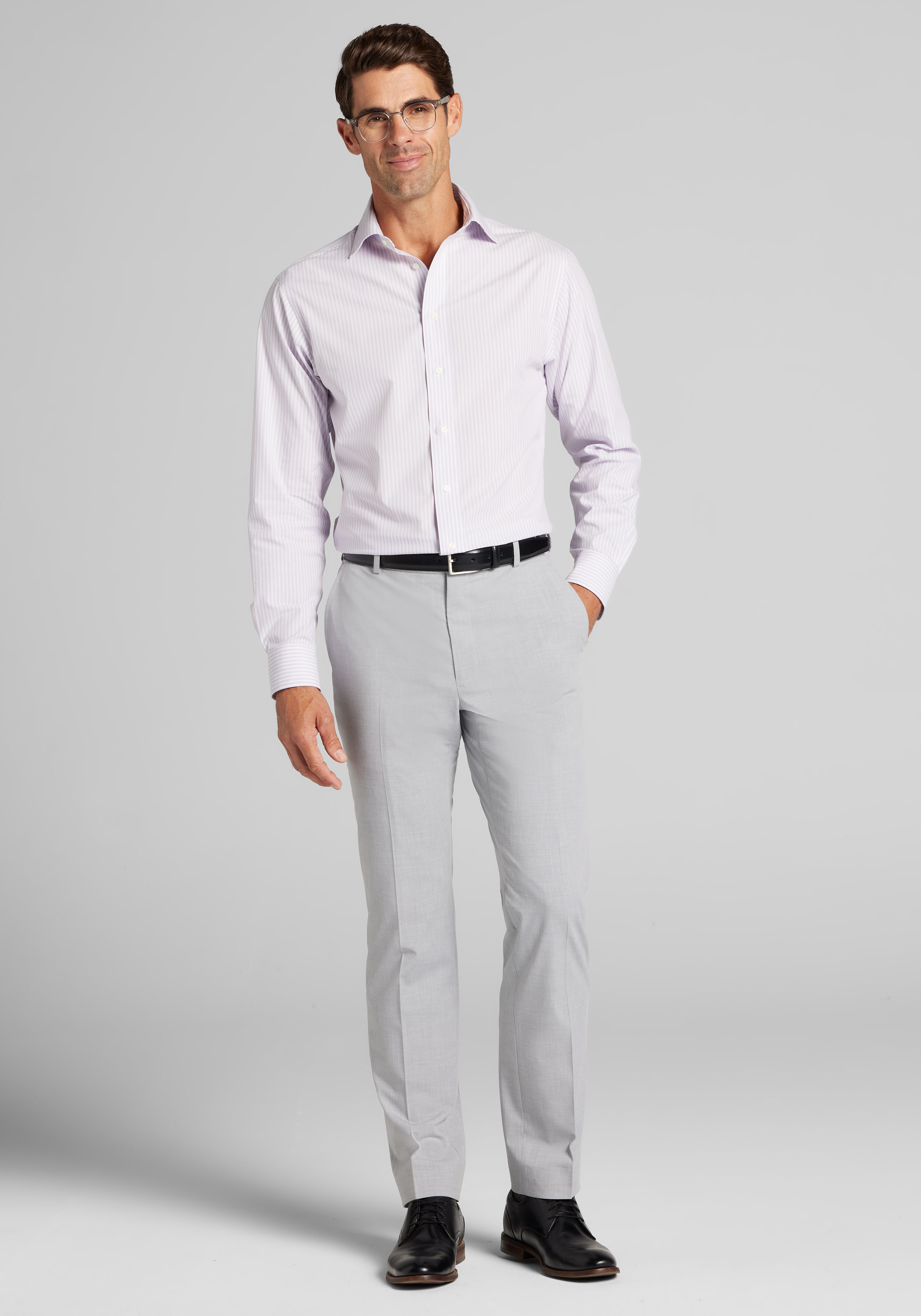 Jos. A. Bank Comfort Stretch Tailored Fit Spread Collar Stripe Dress Shirt