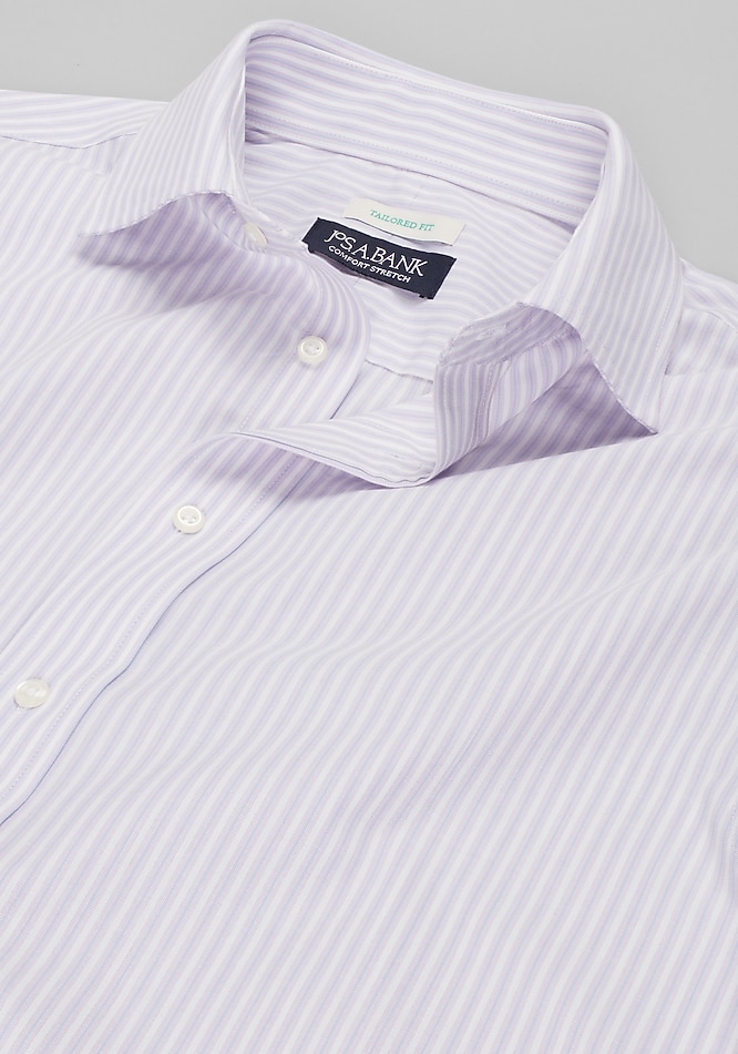 Jos. A. Bank Comfort Stretch Tailored Fit Spread Collar Stripe Dress Shirt  - Missionary Package | Jos A Bank