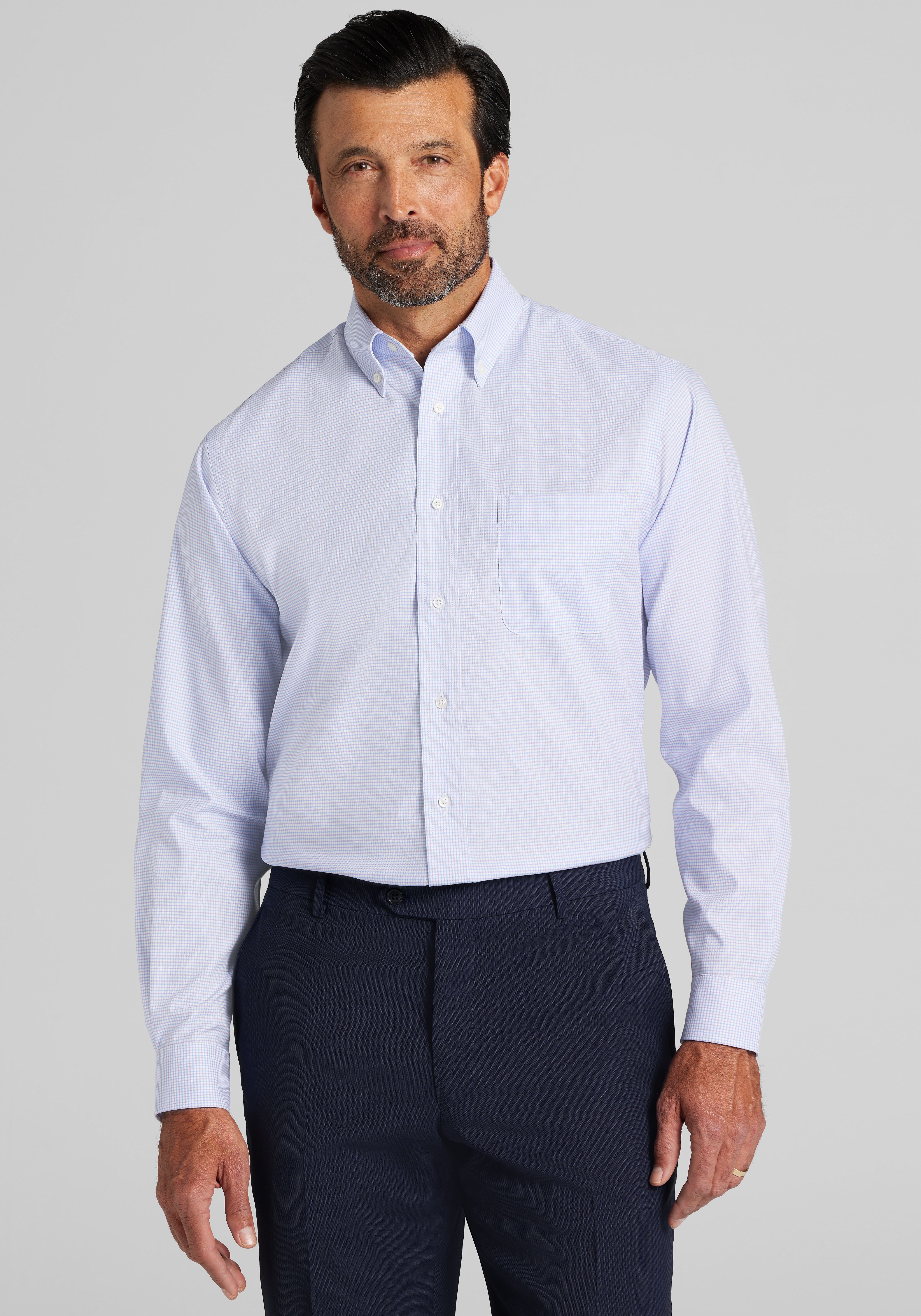 Men's New!, Jos. A. Bank Tailored Fit Check Comfort Stretch Dress Shirt - Jos A Bank