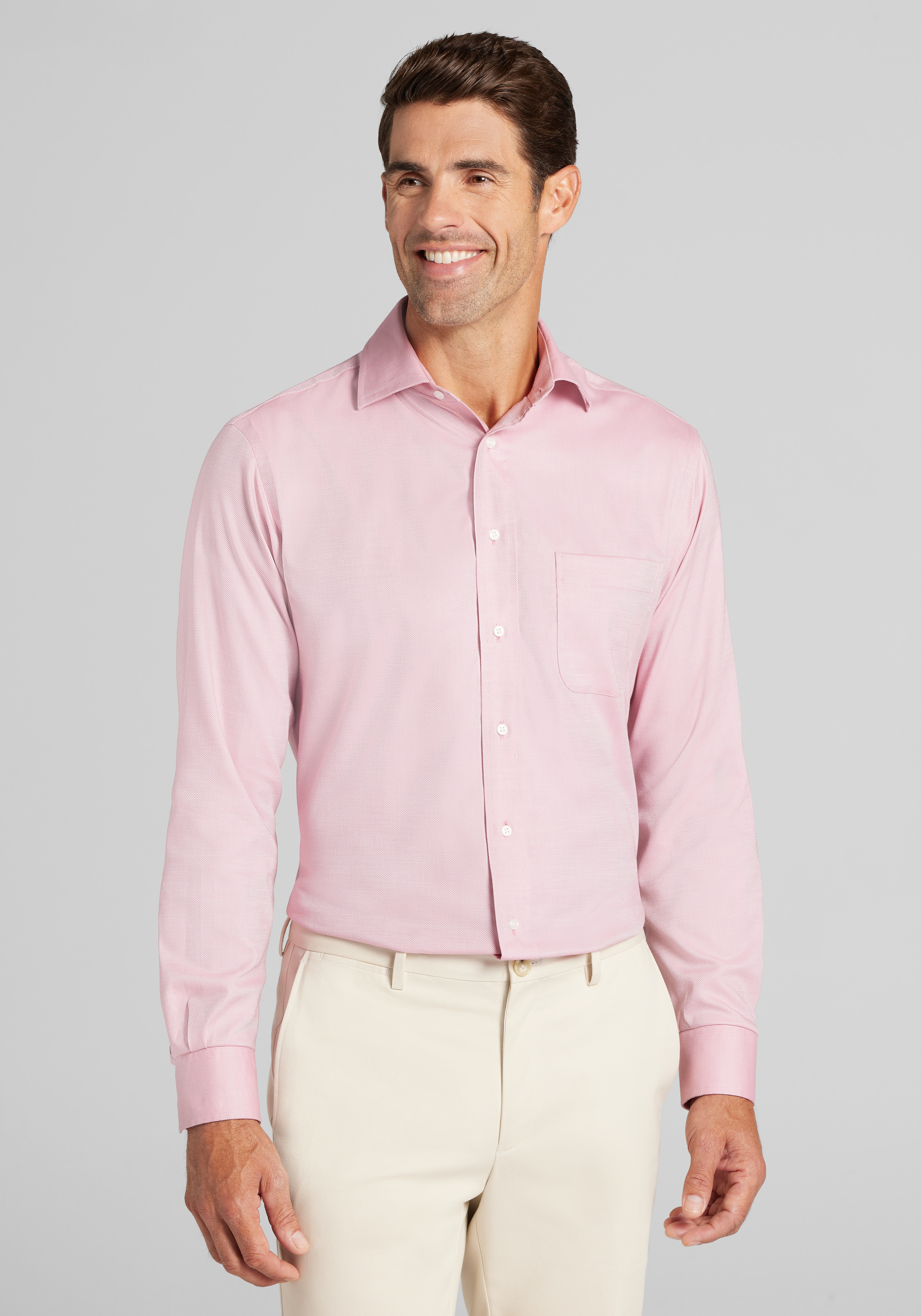Men's New!, Jos. A. Bank Comfort Stretch Tailored Fit Spread Collar Solid Dress Shirt - Jos A Bank