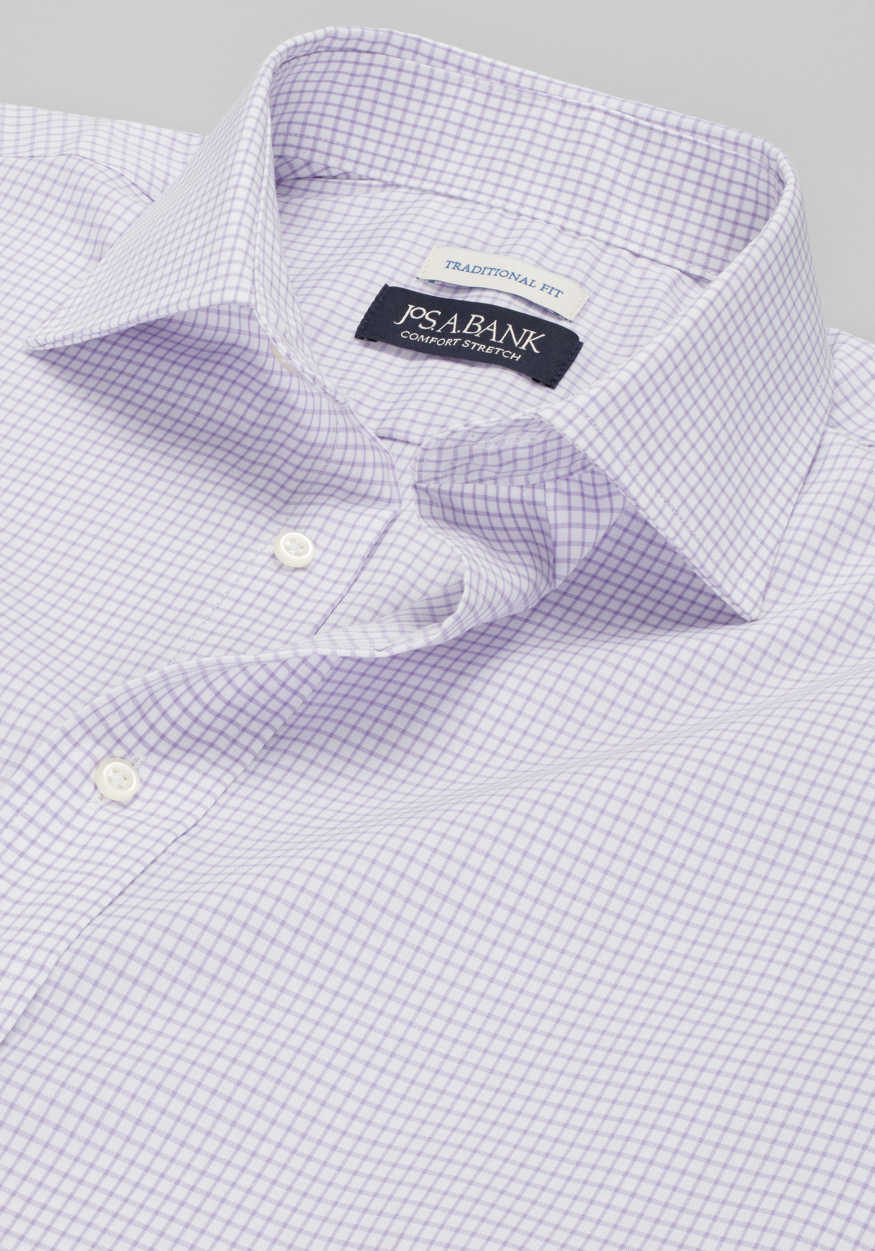 Jos. A. Bank Comfort Stretch Traditional Fit Spread Collar Grid Dress Shirt