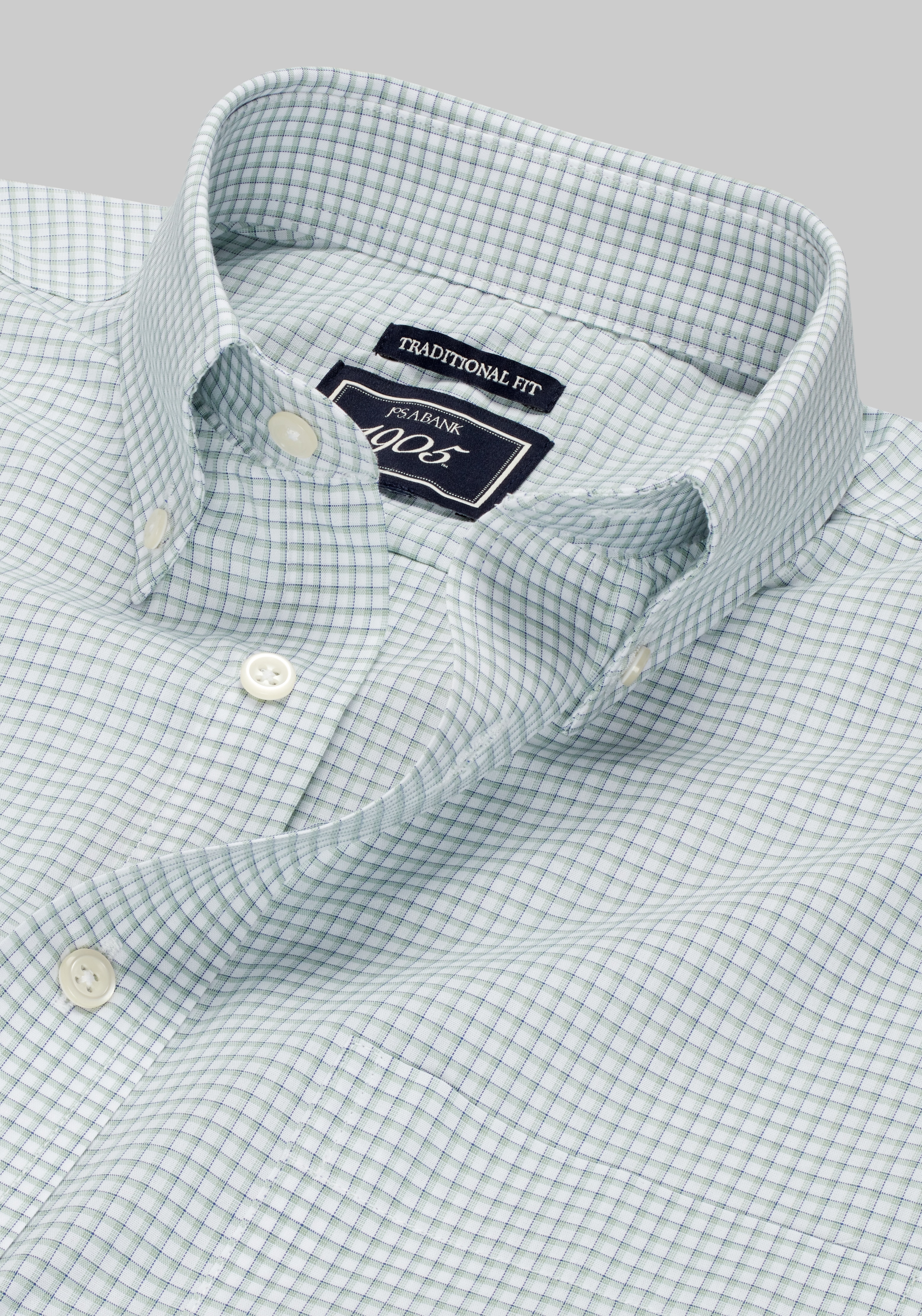 1905 Collection Traditional Fit 4-Way Stretch Button-Down Collar Mini Plaid Dress Shirt