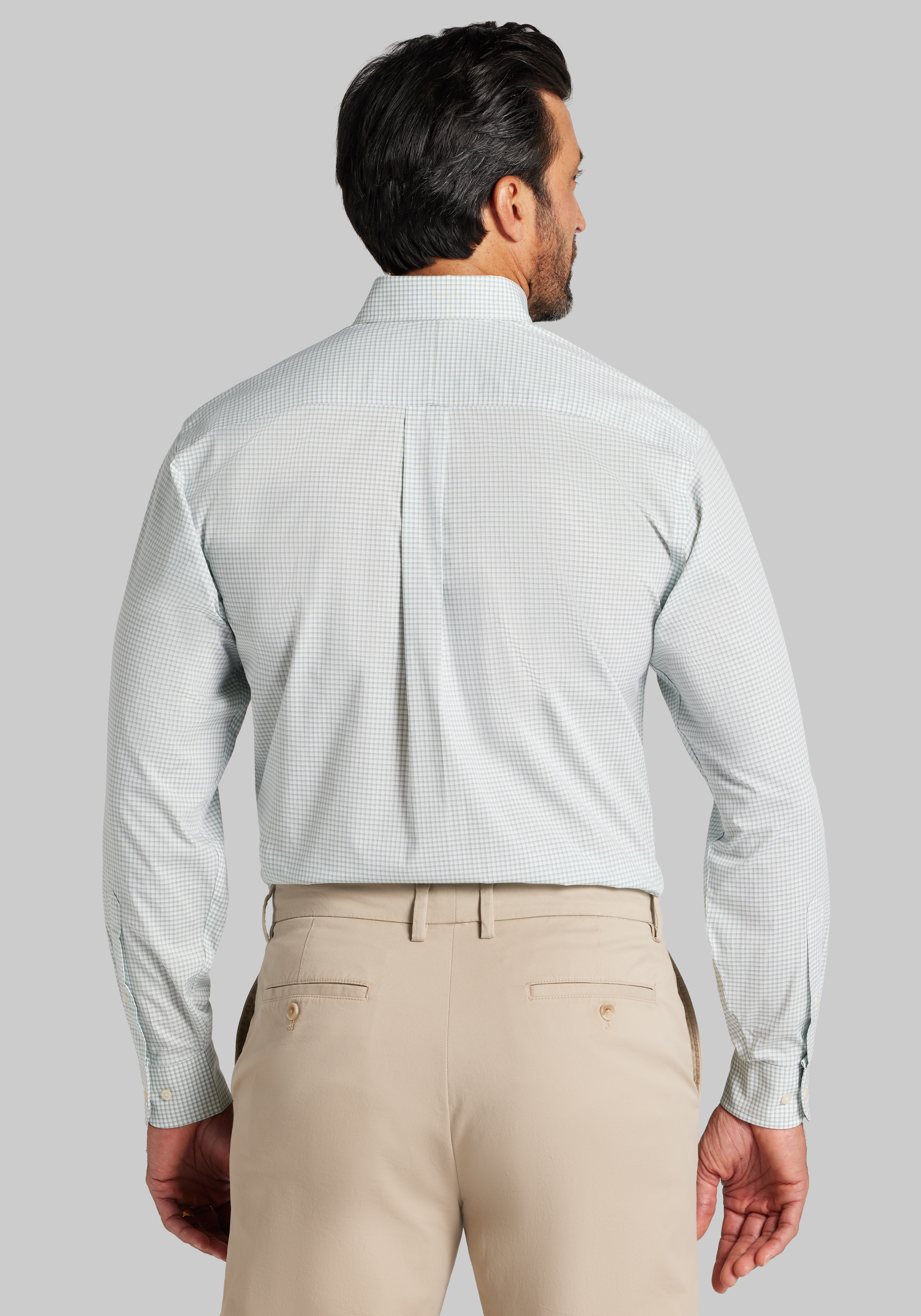 1905 Collection Traditional Fit 4-Way Stretch Button-Down Collar Mini Plaid Dress Shirt