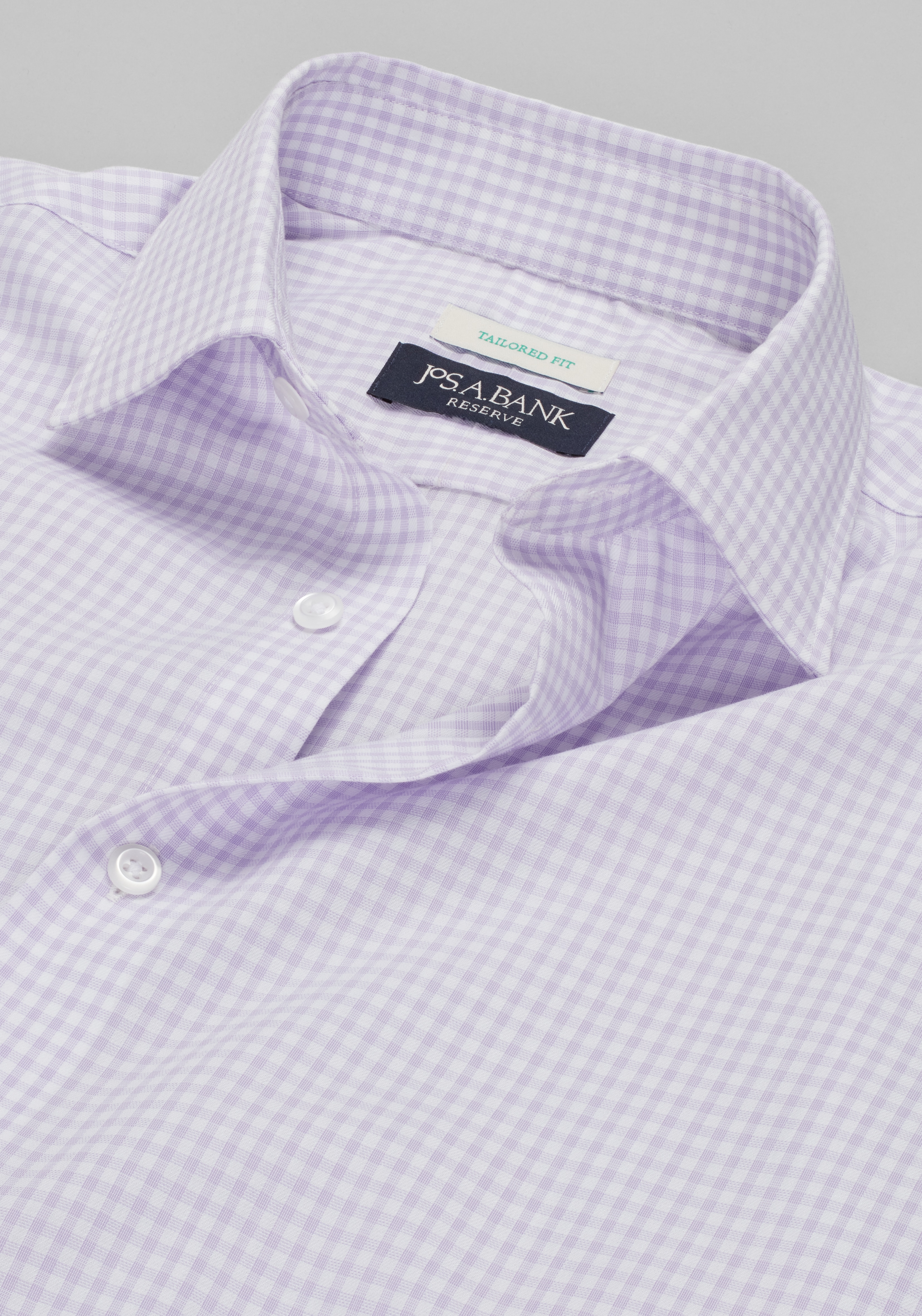 Reserve Collection Tailored Fit Spread Collar Gingham Dress Shirt