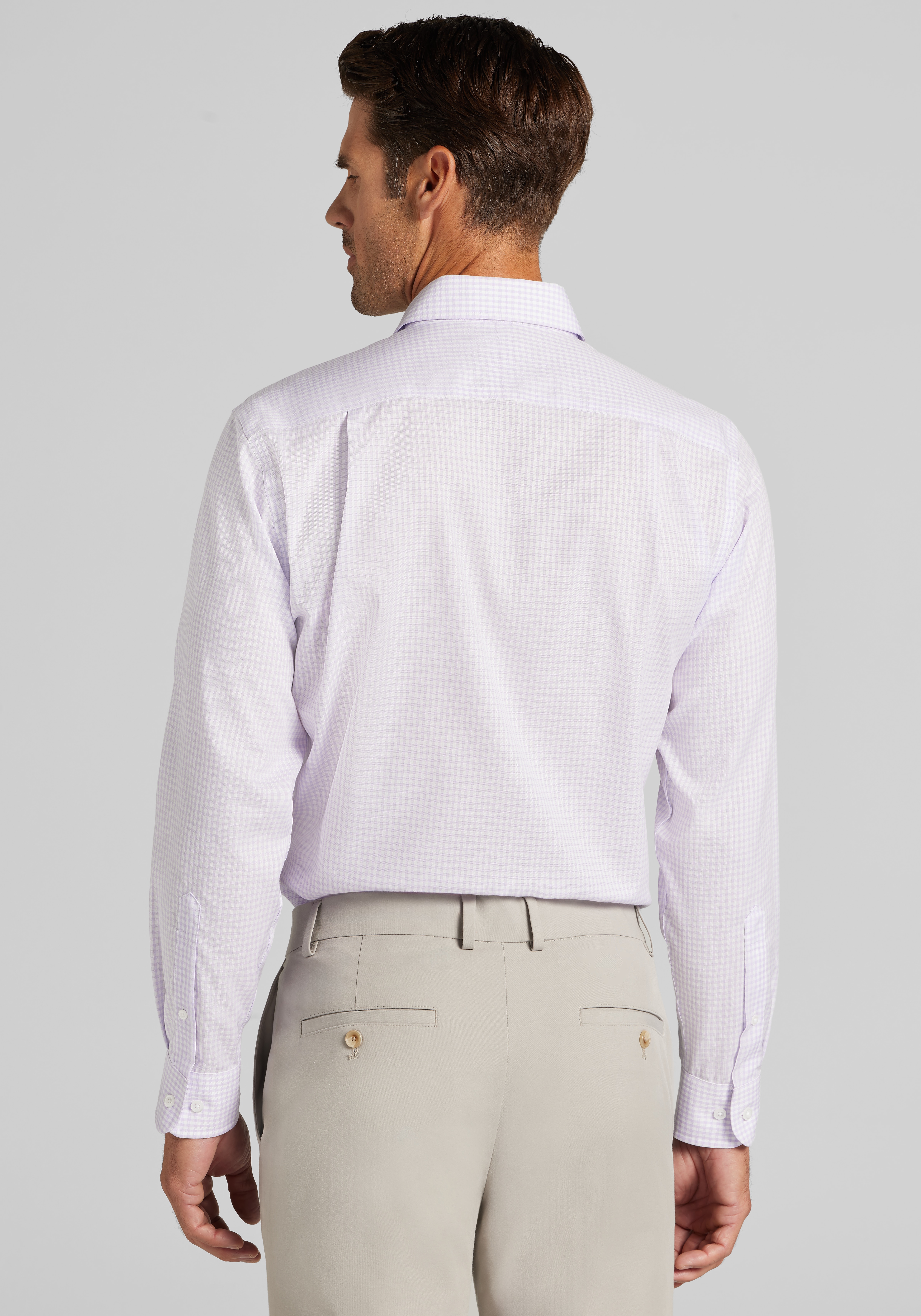 Reserve Collection Tailored Fit Spread Collar Gingham Dress Shirt