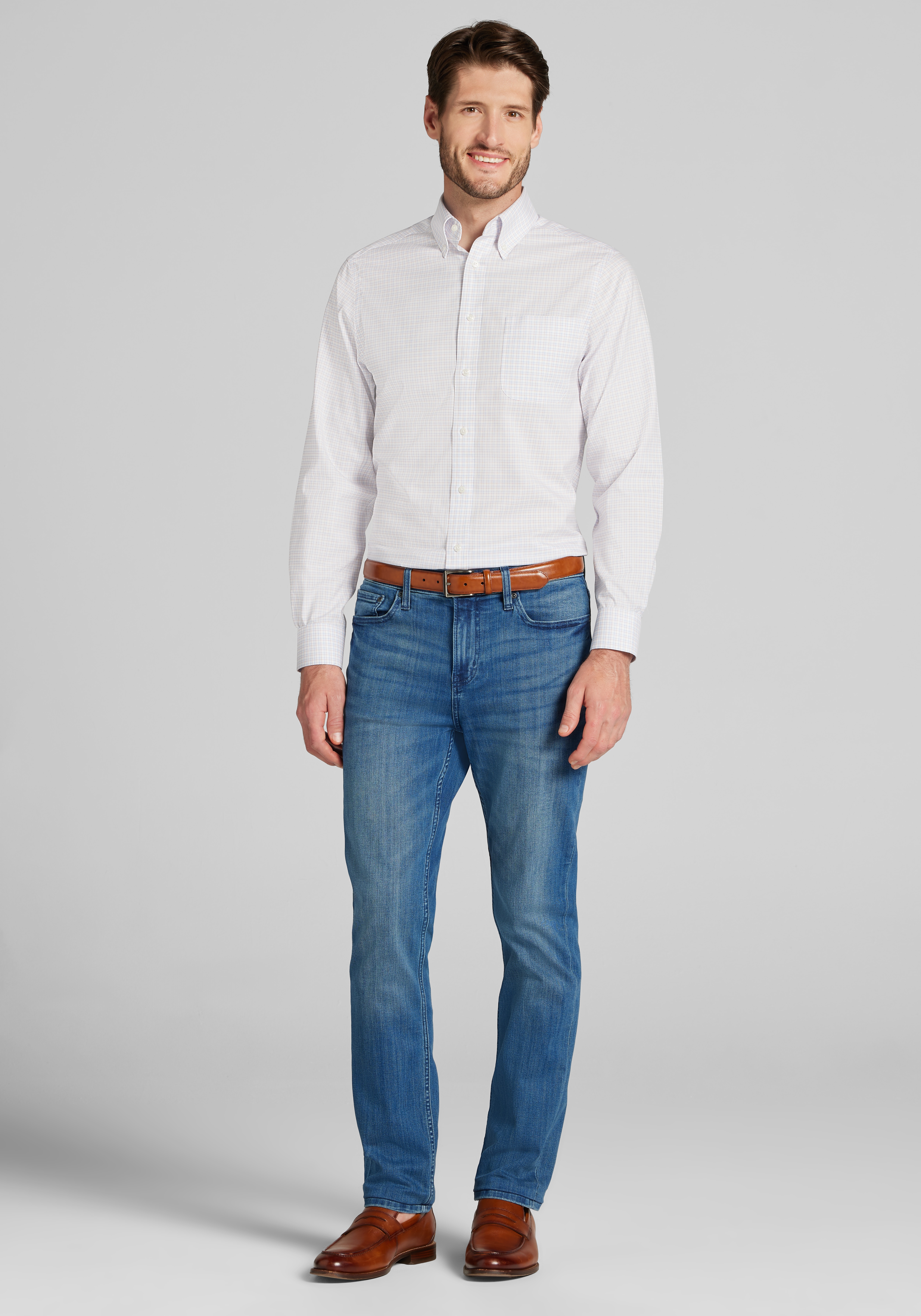 Reserve Collection Slim Fit Spread Collar Stripe Dress Shirt