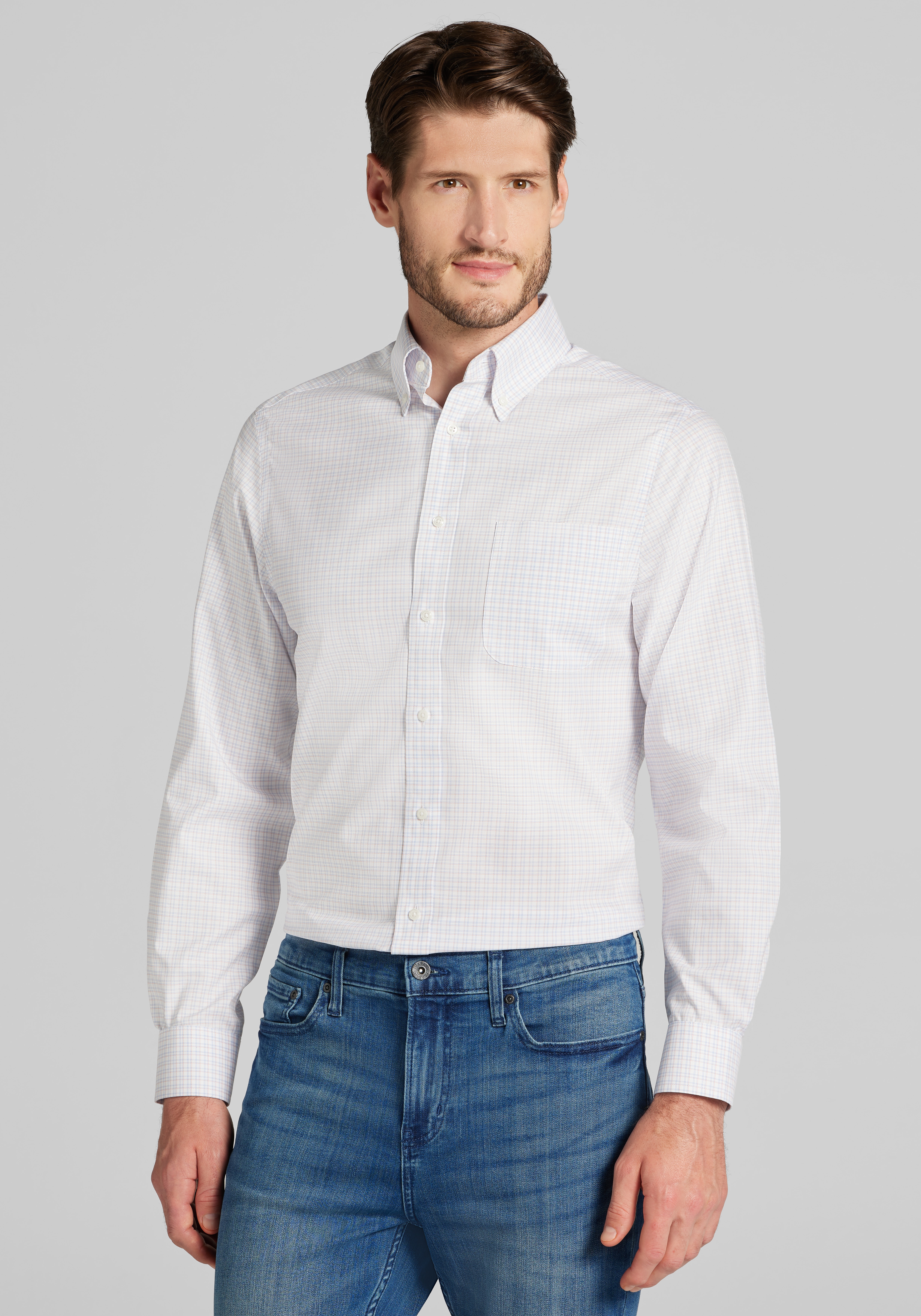 Men's Dress Shirts, Reserve Collection Slim Fit Spread Collar Stripe Dress Shirt - Jos A Bank