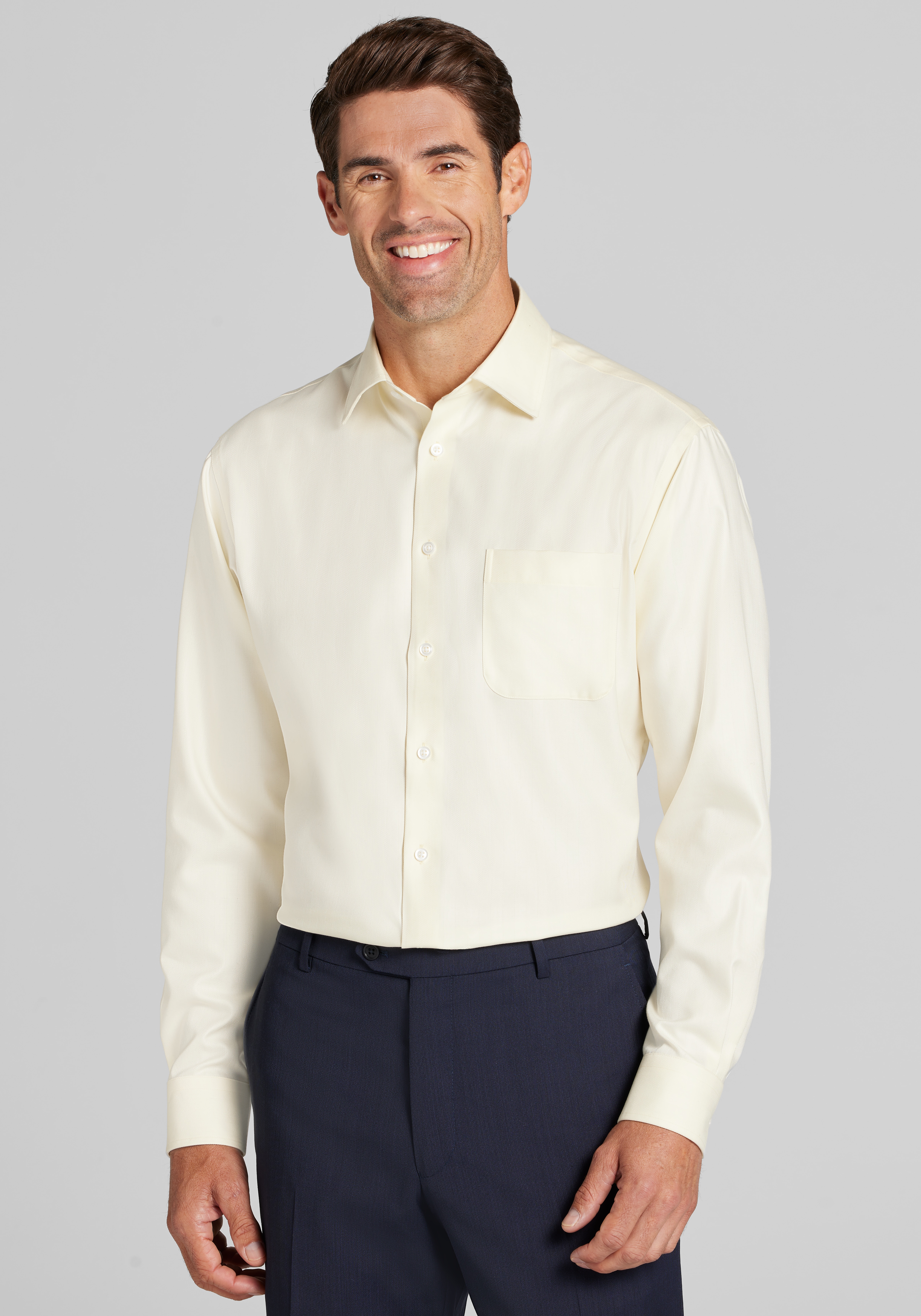 Men's Dress Shirts, Reserve Collection Traditional Fit Spread Collar Solid Dress Shirt - Jos A Bank