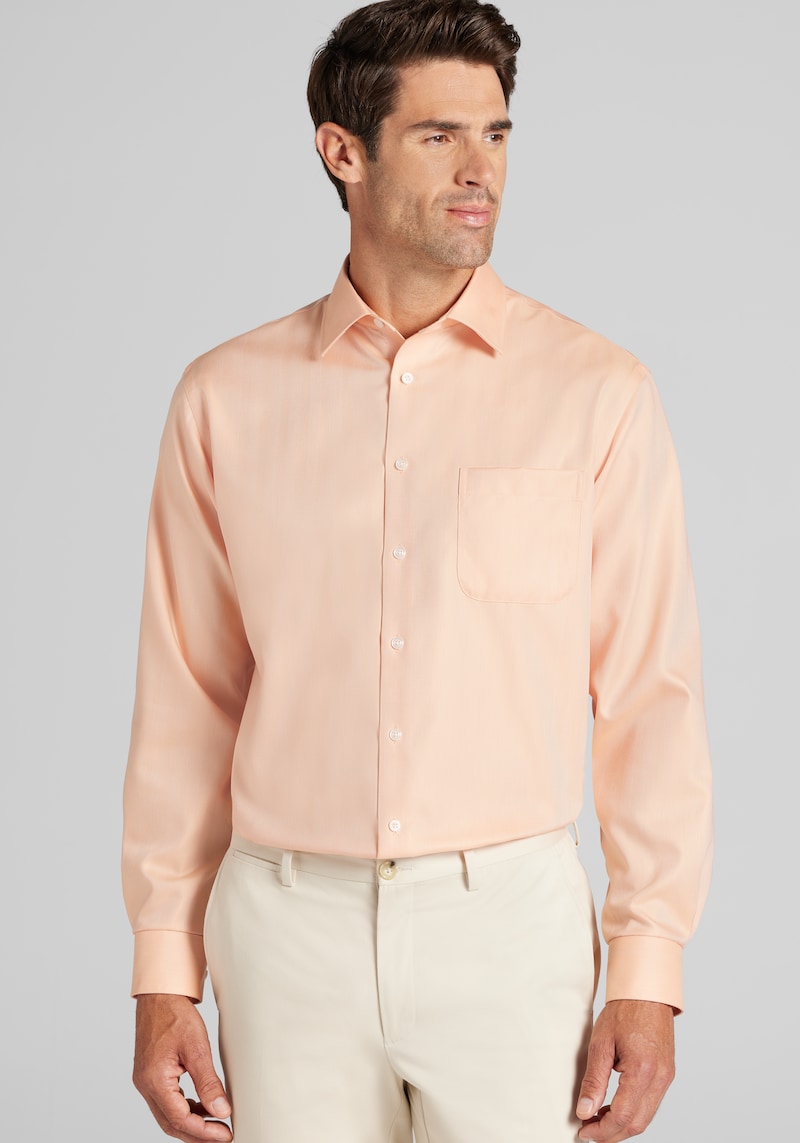 Jos. A. Bank Men's Reserve Collection Traditional Fit Spread Collar Solid Dress Shirt At  In Light Orange