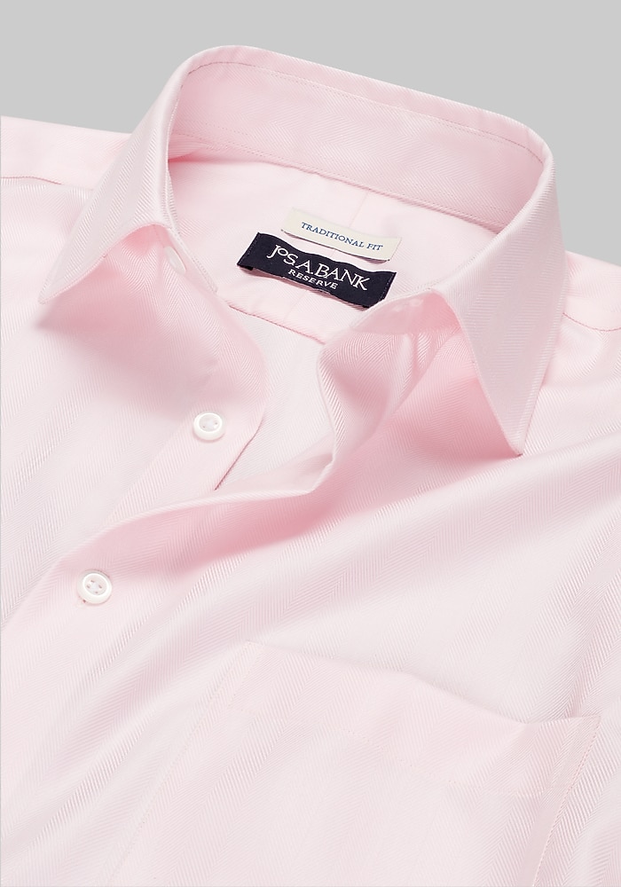 Reserve Collection Traditional Fit Spread Collar Herringbone Dress Shirt