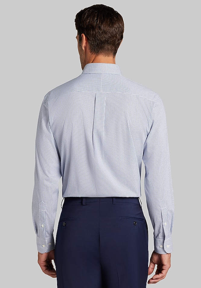check dress shirt Leader // Micro Blue It also has Stetson S embroidery and Stetson embroidery on right sleeve placket Men's Blue & Green Gingham