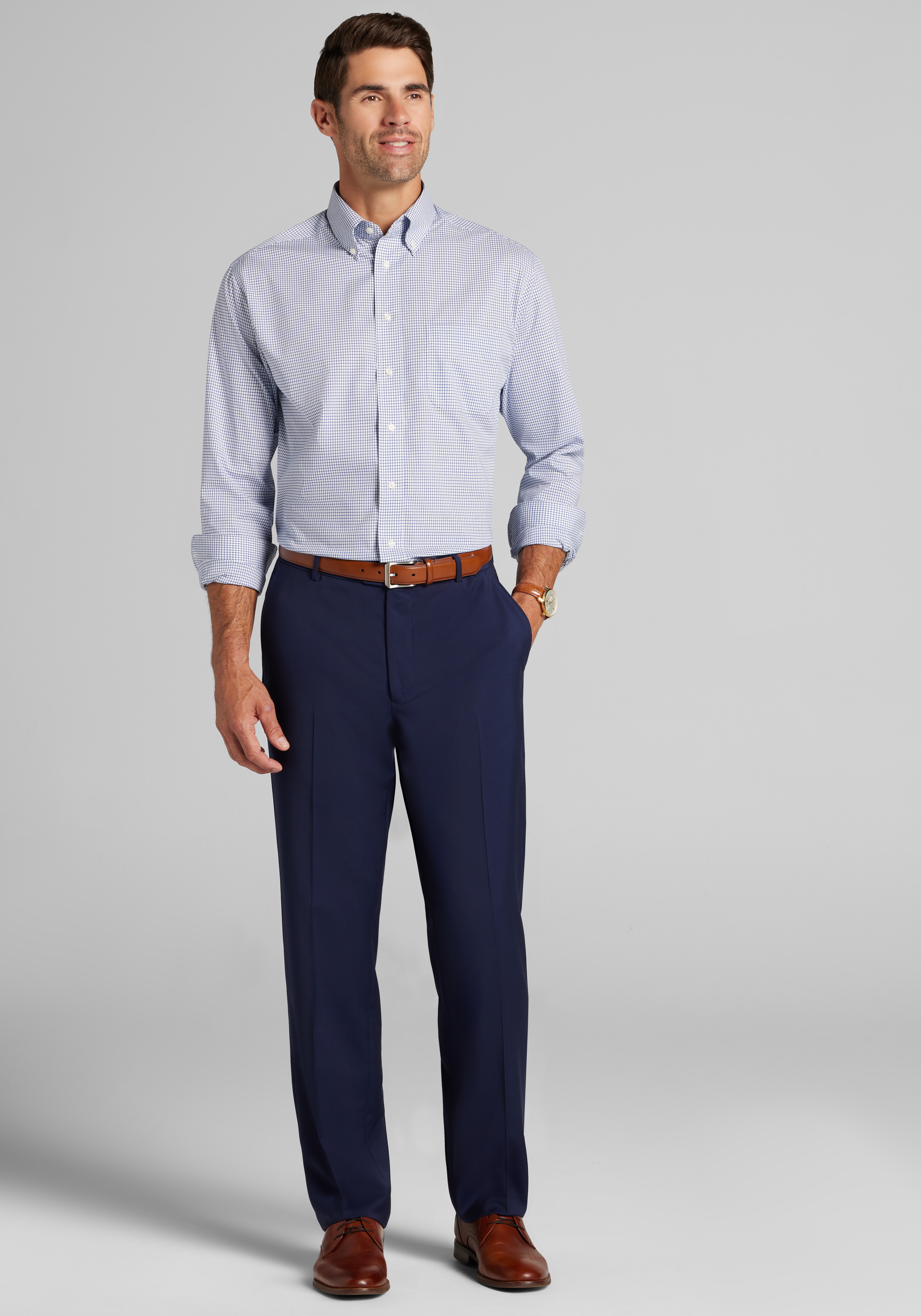 Jos. A. Bank Comfort Stretch Traditional Fit Button-Down Collar Check Dress Shirt