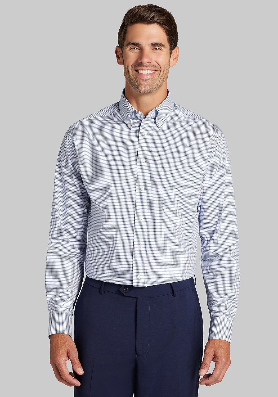 Jos. A. Bank Comfort Stretch Traditional Fit Button-Down Collar Check Dress Shirt