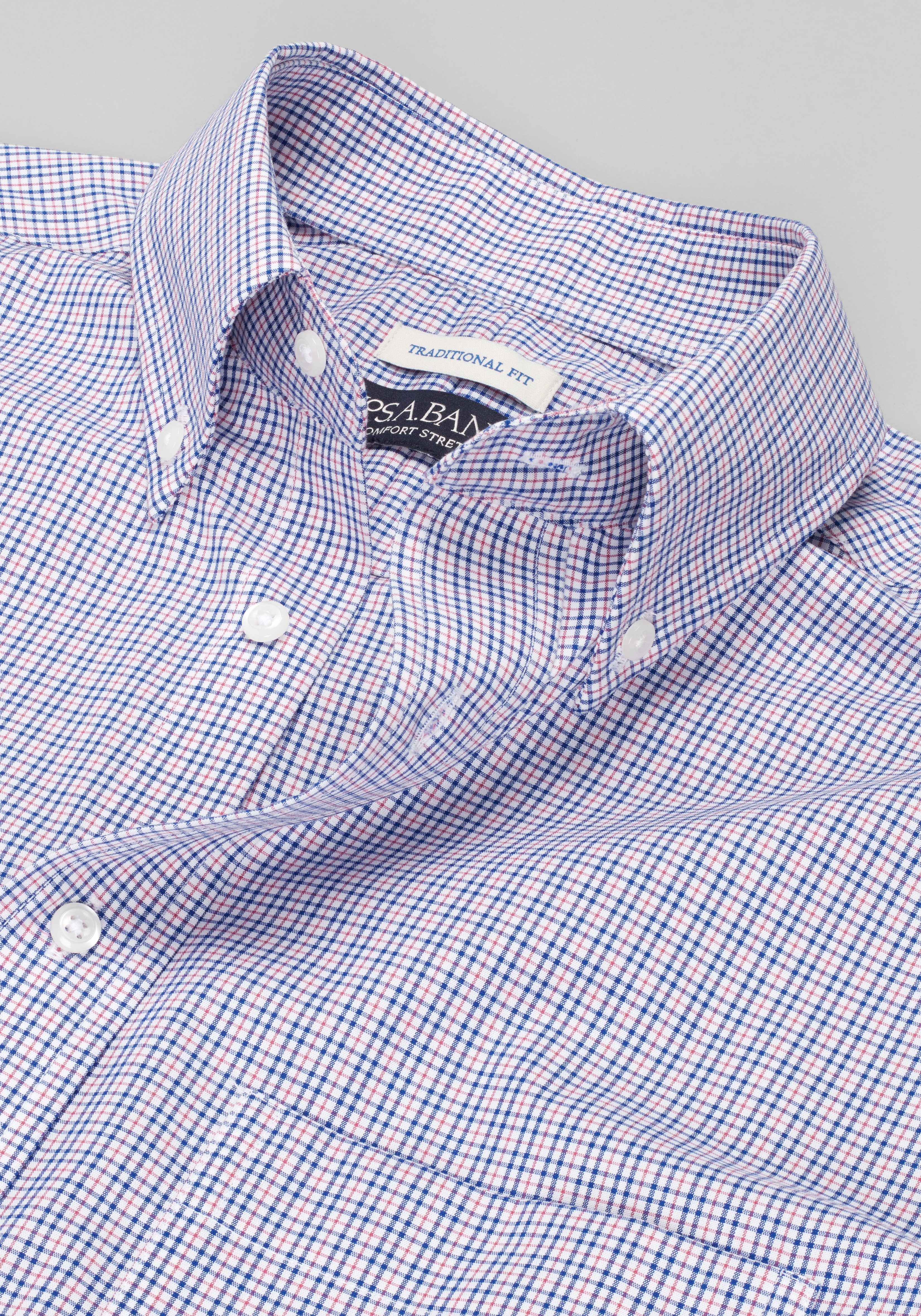 Jos. A. Bank Traditional Fit Mini Plaid Comfort Stretch Dress Shirt