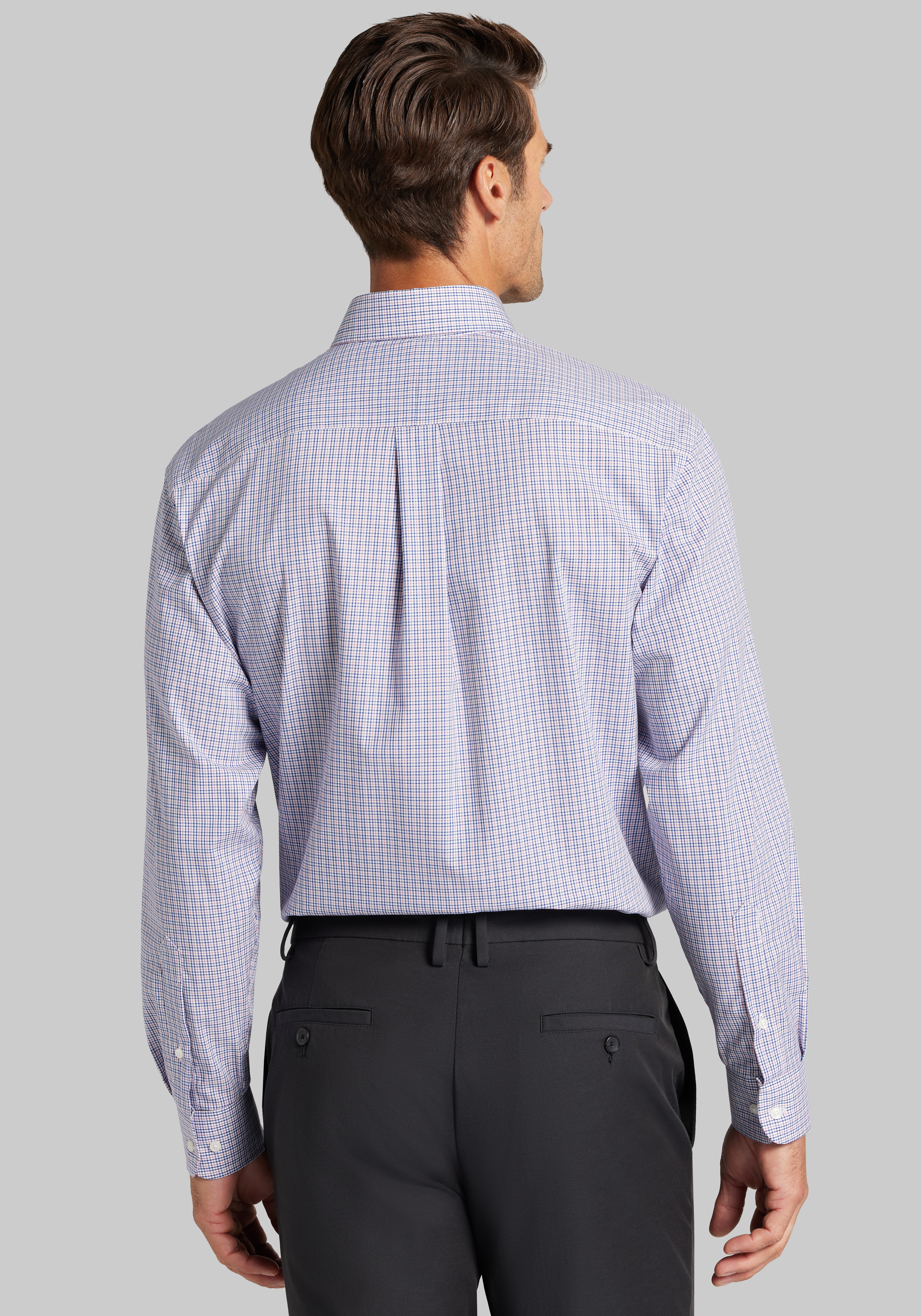 Jos. A. Bank Traditional Fit Mini Plaid Comfort Stretch Dress Shirt