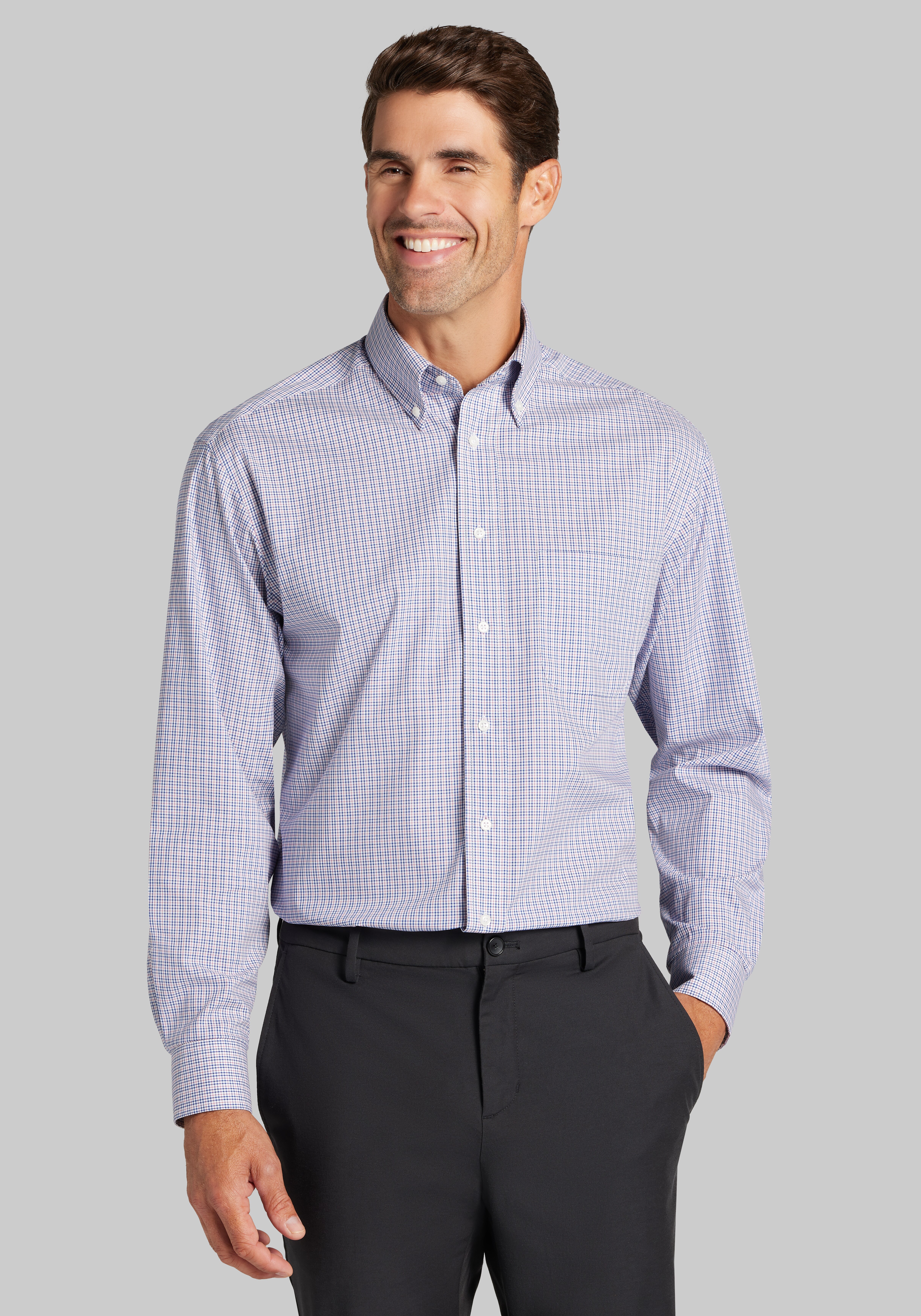 Men's Sale & Clearance, Jos. A. Bank Traditional Fit Mini Plaid Comfort Stretch Dress Shirt - Jos A Bank