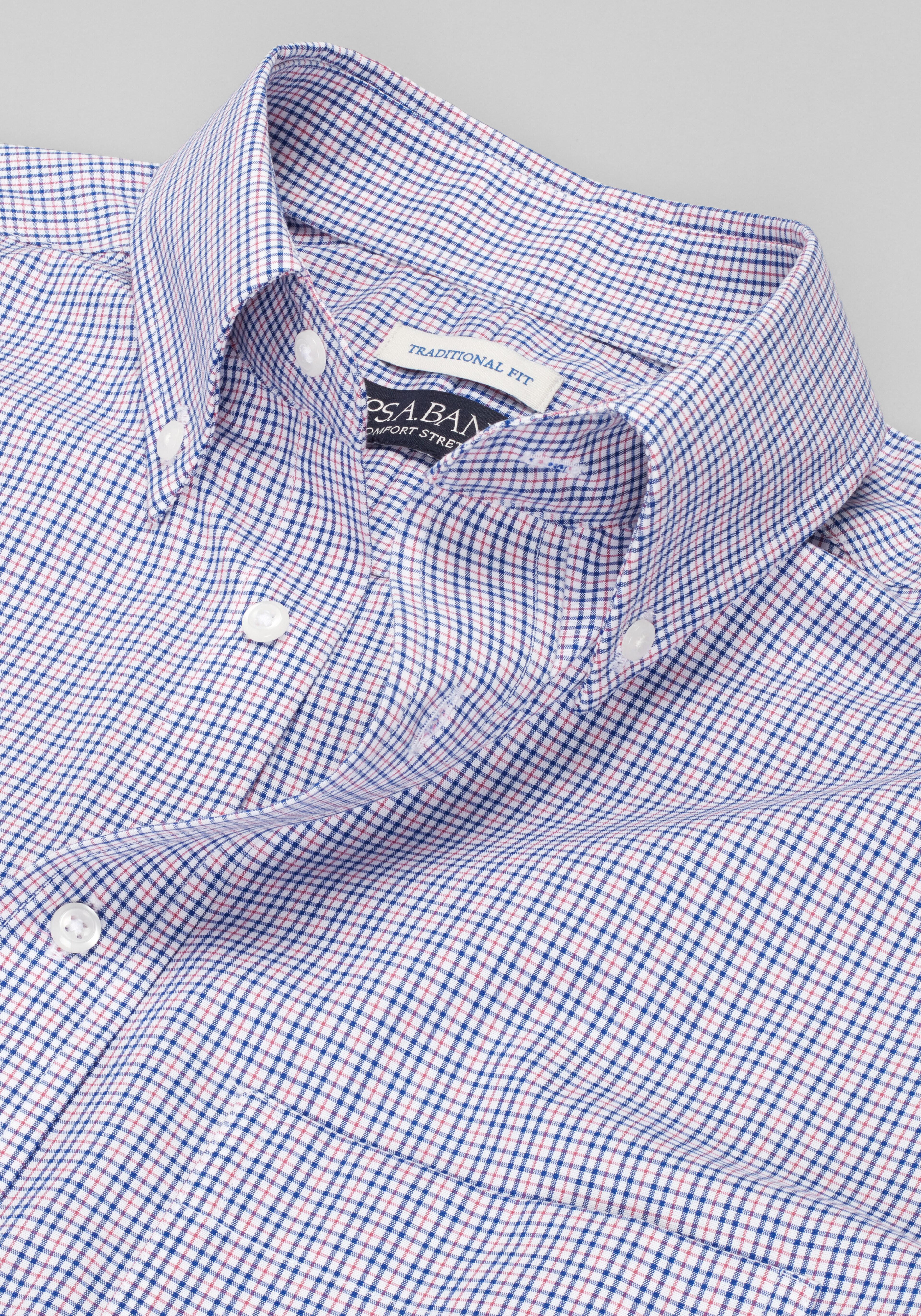 Jos. A. Bank Traditional Fit Mini Plaid Comfort Stretch Dress Shirt