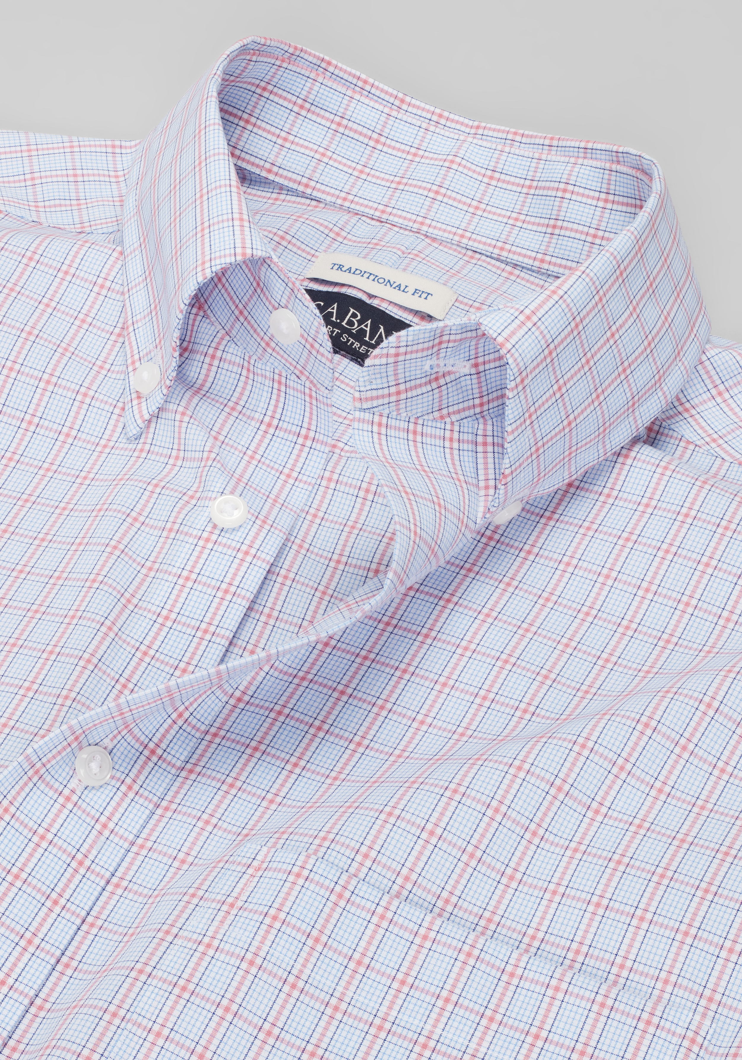 Jos. A. Bank Comfort Stretch Traditional Fit Button-Down Collar Plaid Dress Shirt