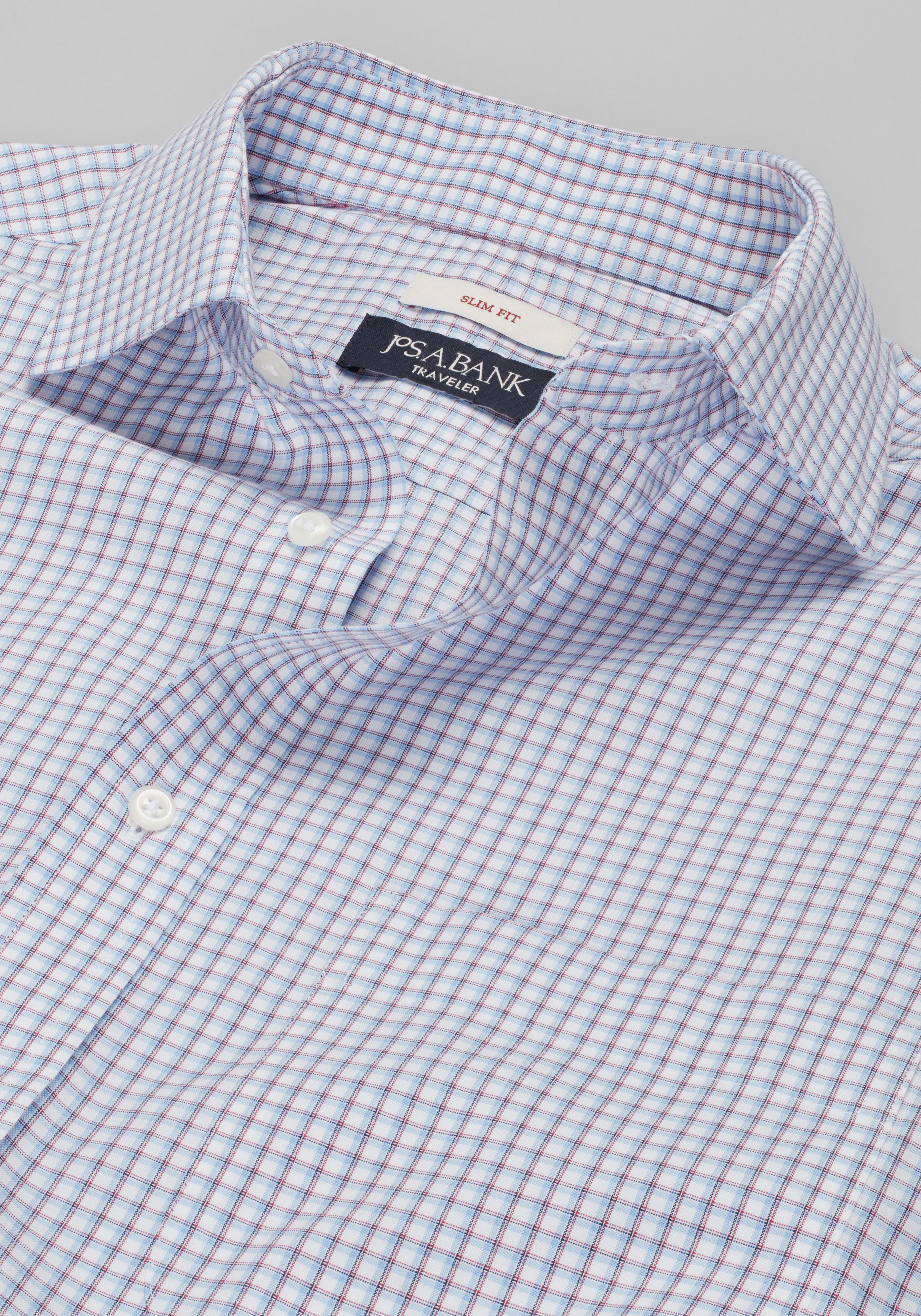 Traveler® Collection Slim Fit Spread Collar Check Dress Shirt