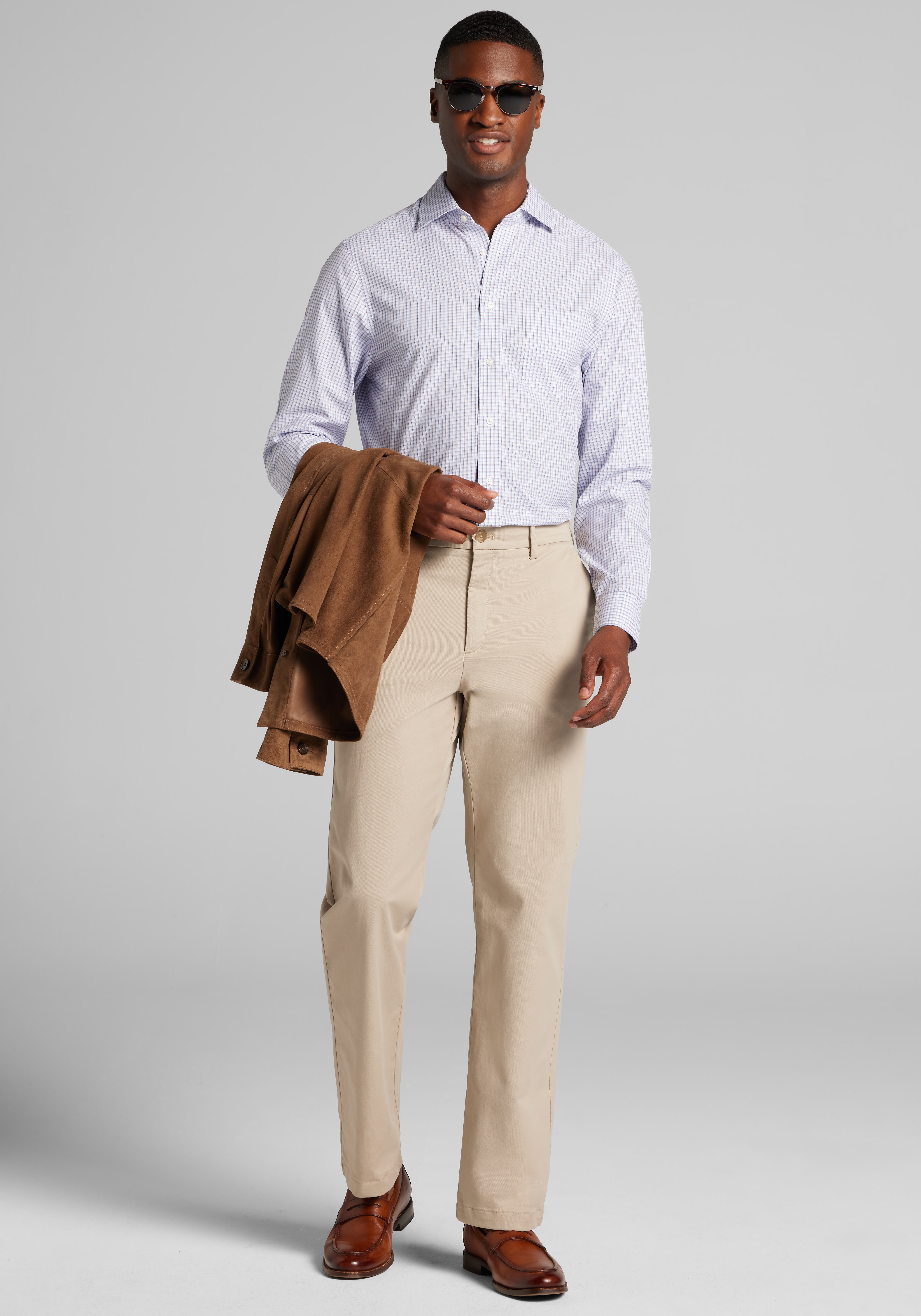 Traveler® Collection Slim Fit Spread Collar Check Dress Shirt