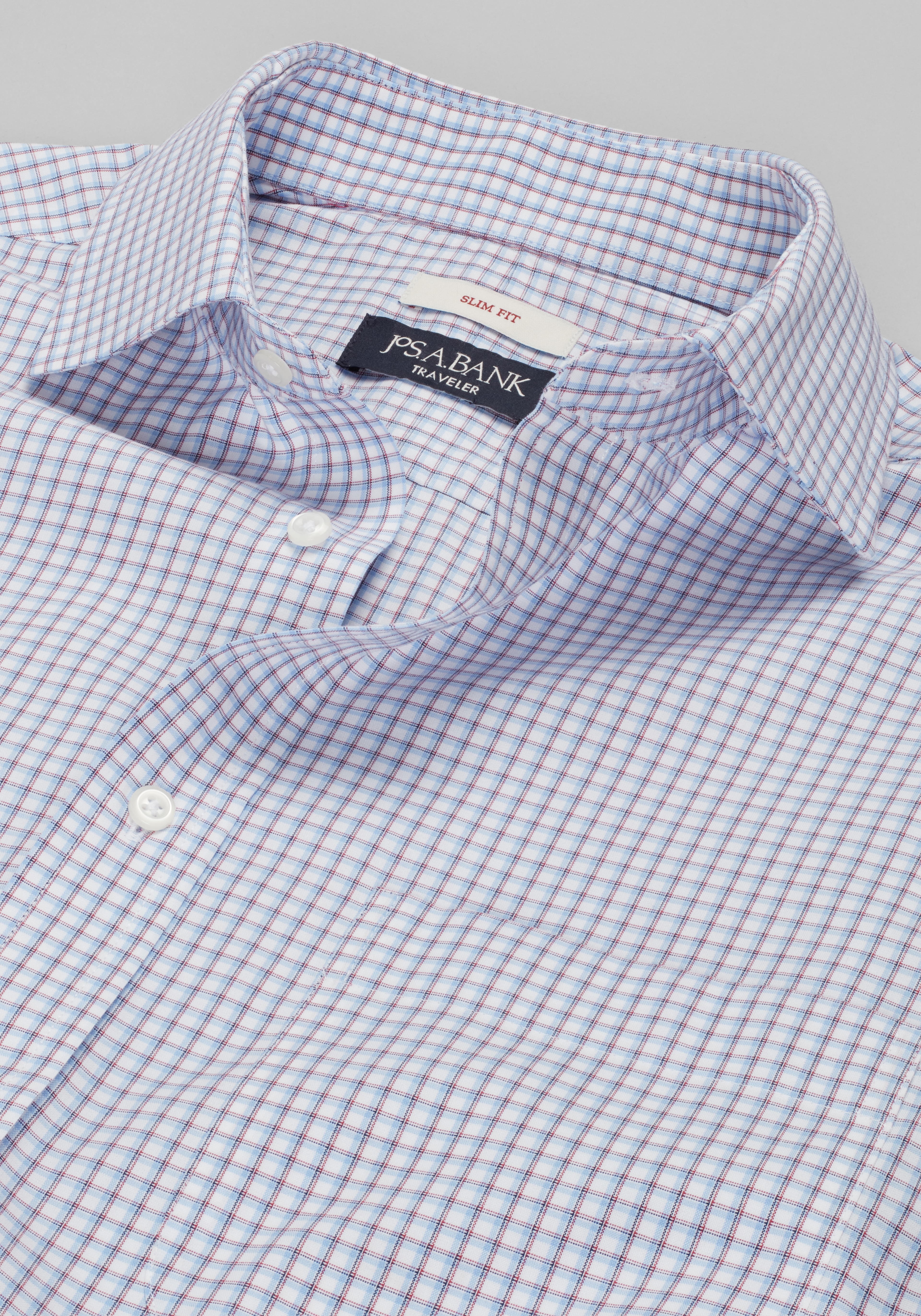 Traveler® Collection Slim Fit Spread Collar Check Dress Shirt