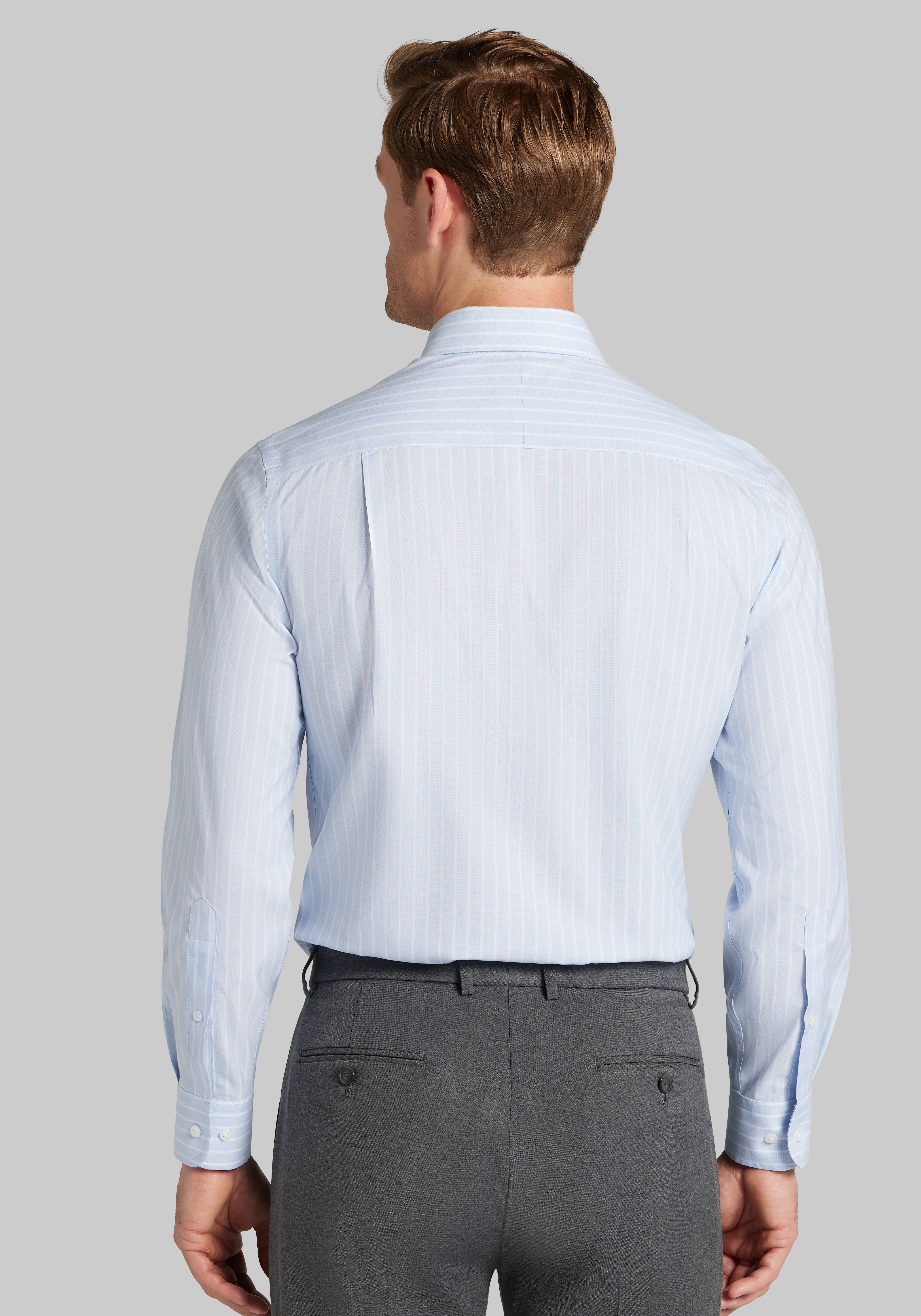 Traveler® Collection Slim Fit Spread Collar Stripe Dress Shirt