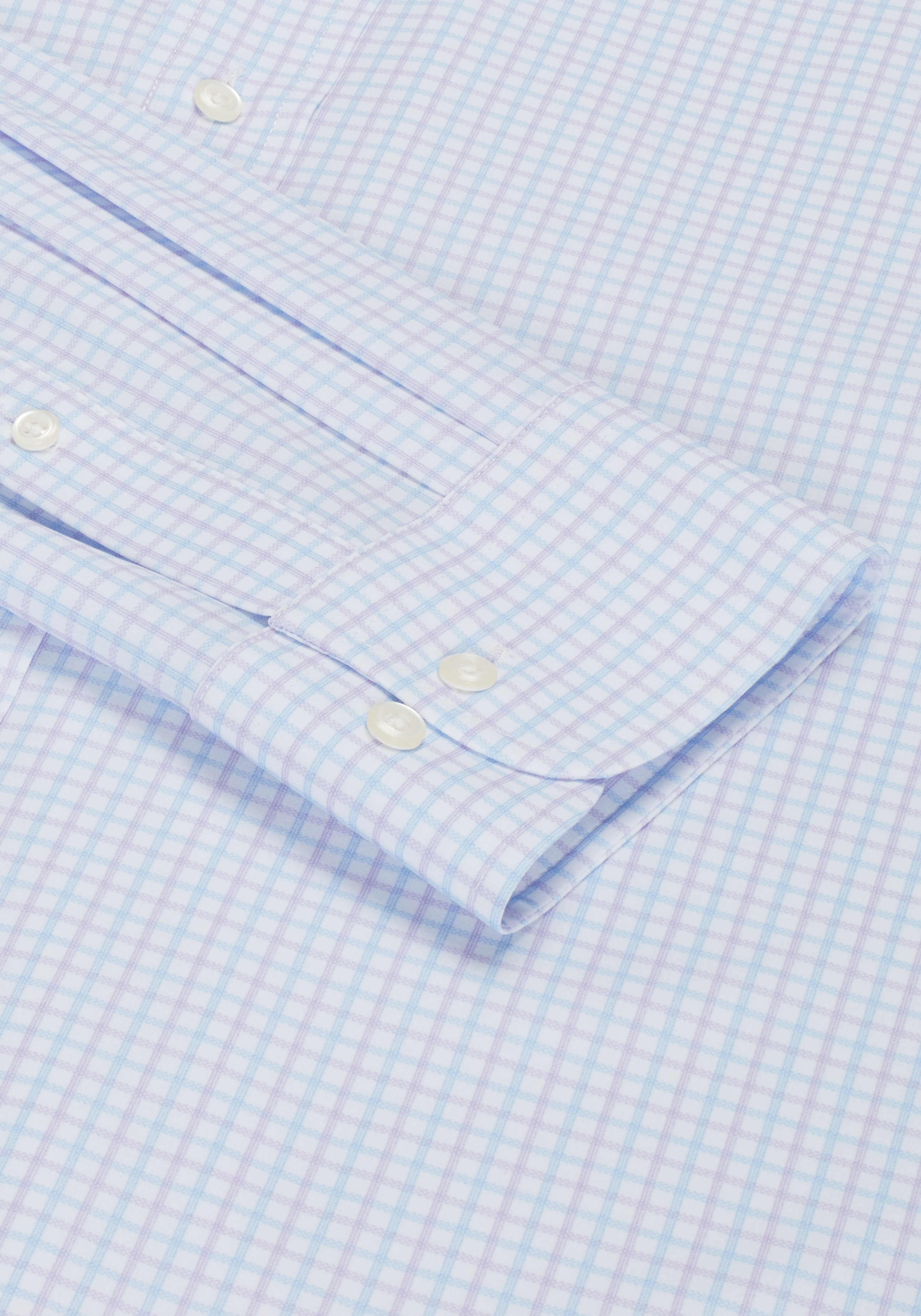 1905 Collection Tailored Fit Spread Collar Grid 4-Way Stretch Dress Shirt