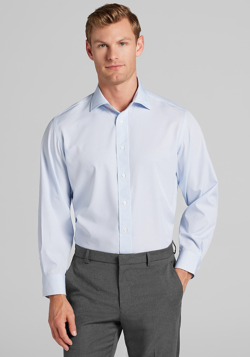 1905 Collection Tailored Fit Spread Collar Micro Medallion 4-Way Stretch Dress Shirt