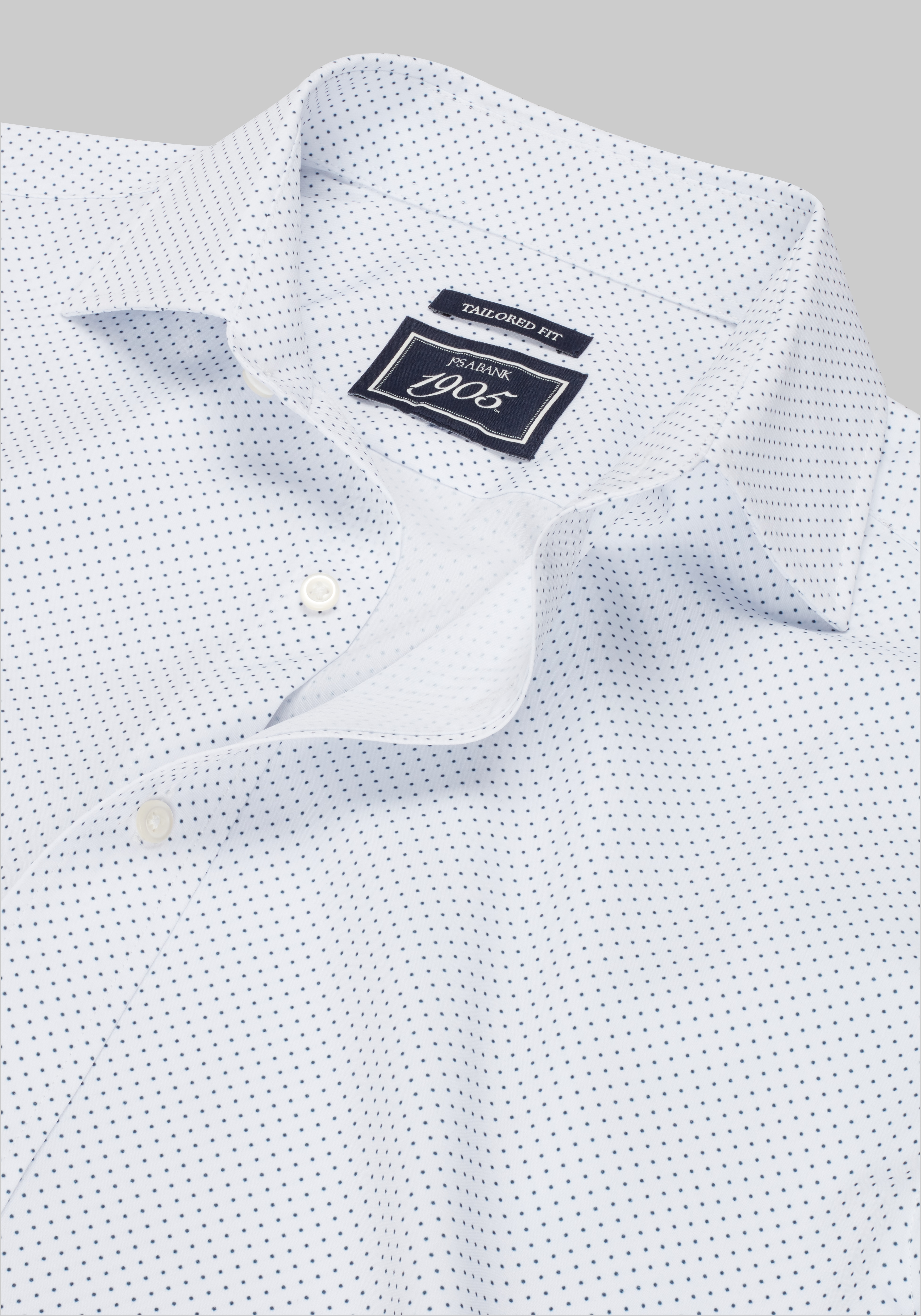 1905 Collection Tailored Fit Spread Collar Dot 4-Way Stretch Dress Shirt