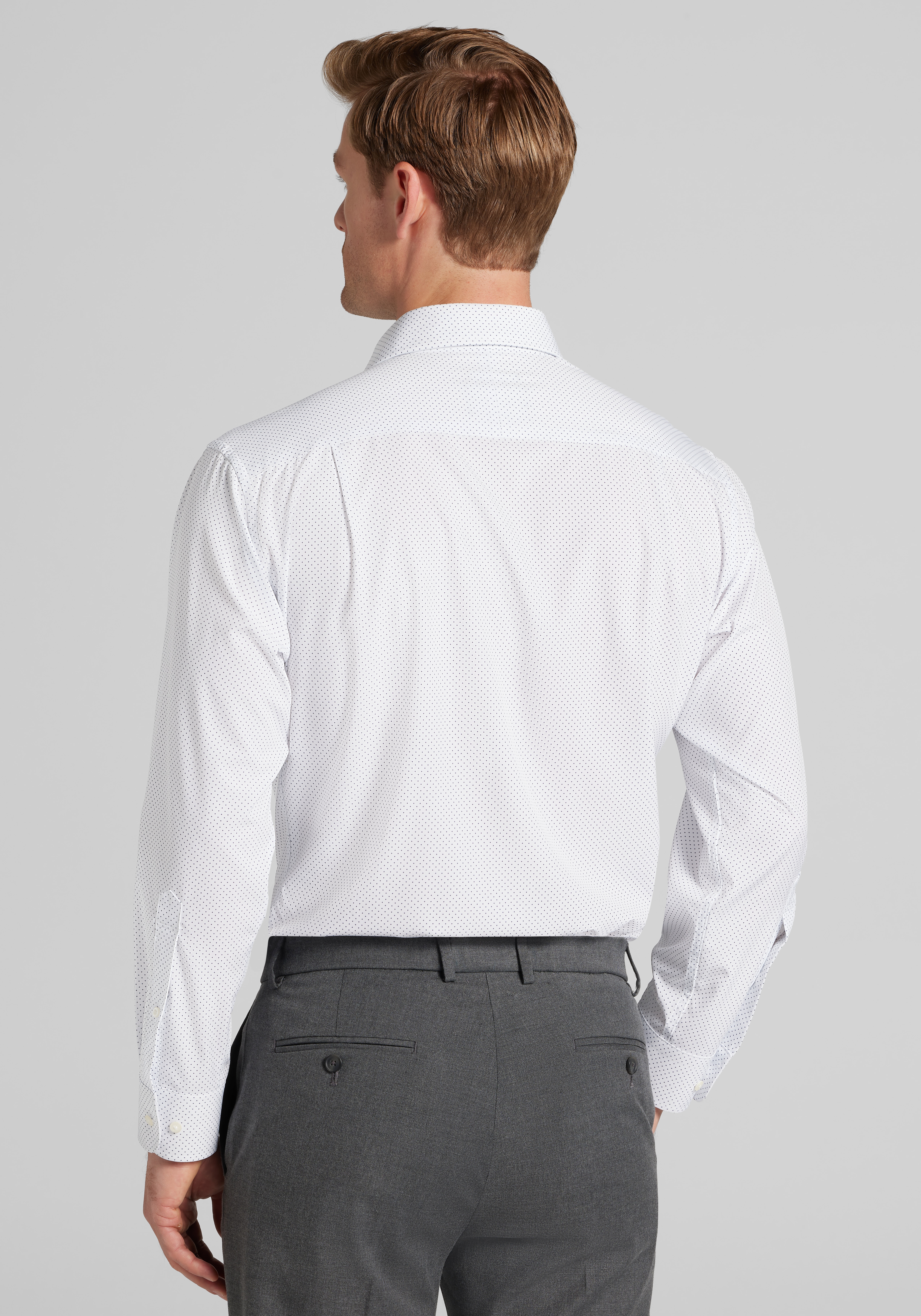 1905 Collection Tailored Fit Spread Collar Dot 4-Way Stretch Dress Shirt