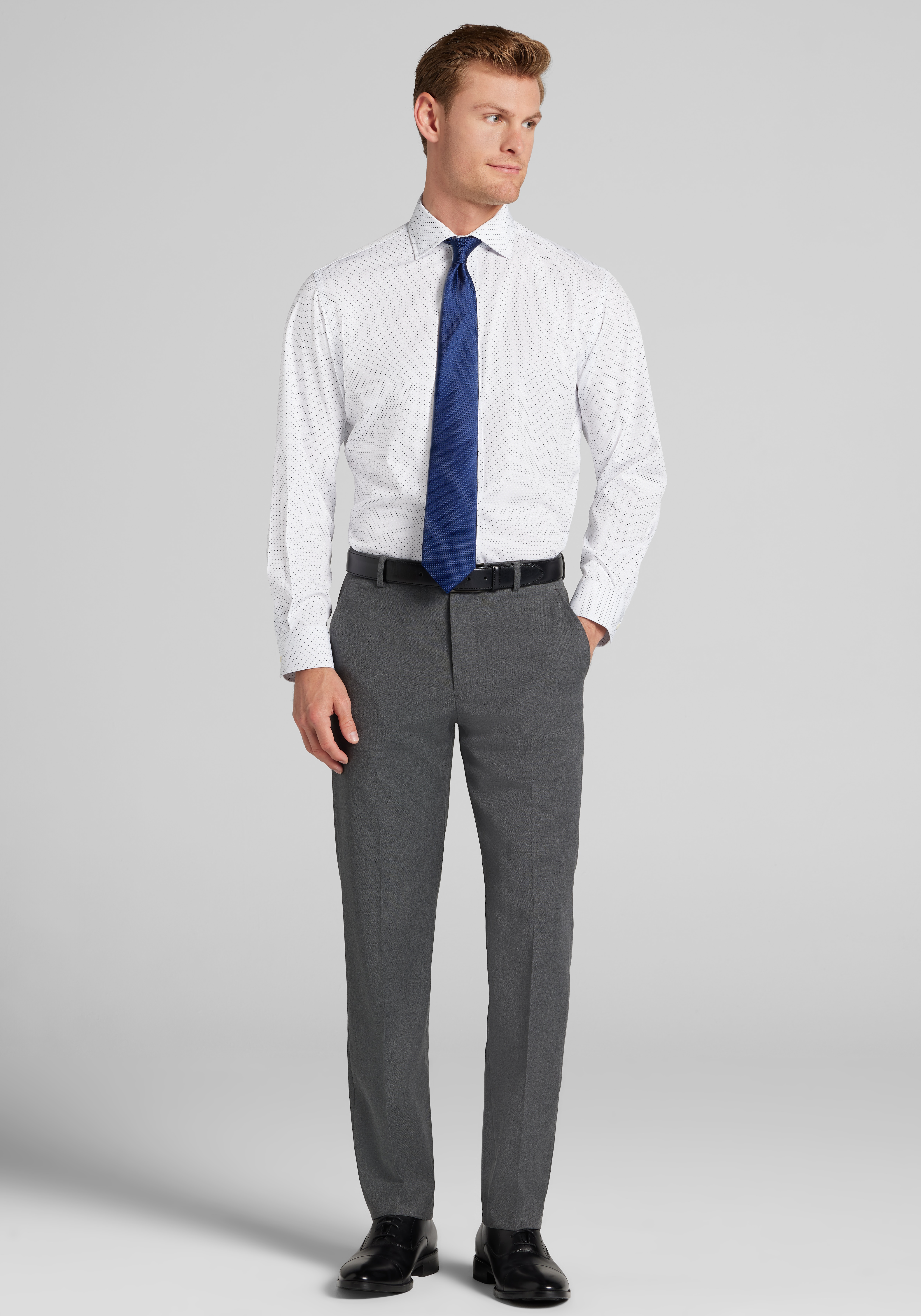 1905 Collection Tailored Fit Spread Collar Dot 4-Way Stretch Dress Shirt