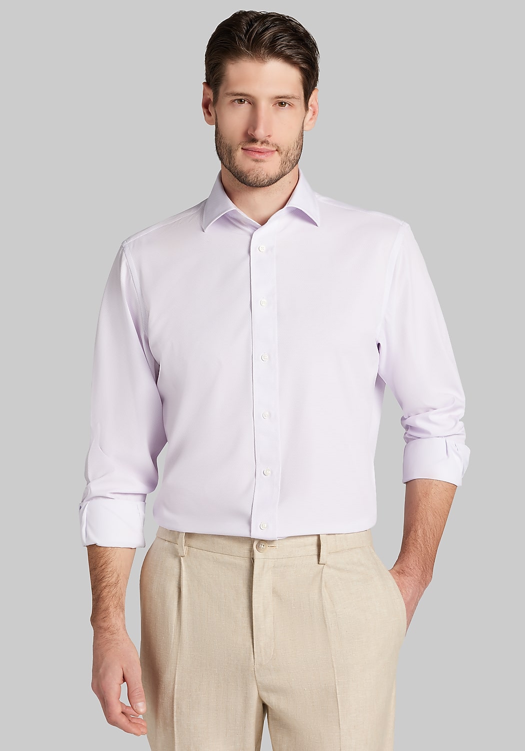 1905 Collection Tailored Fit Spread Collar Geo 4-Way Stretch Dress Shirt