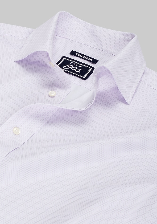 Men's 1905 Collection Tailored Fit Spread Collar Geo 4-Way Stretch Dress Shirt at Jos. A. Bank, Purple, Size 17 1/2 X 34/35