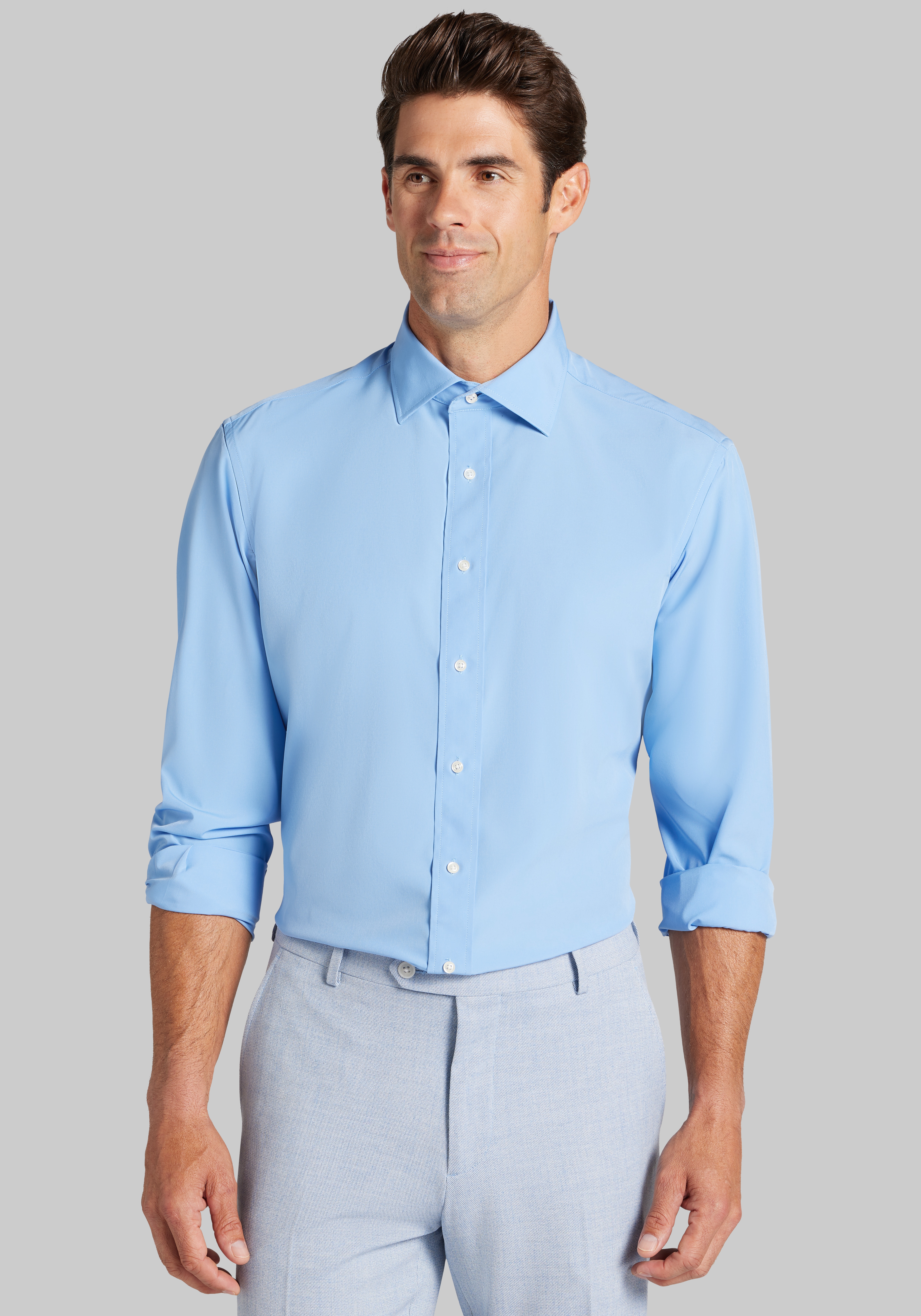 1905 Collection Traditional Fit Spread Collar Solid 4-Way Stretch Dress Shirt