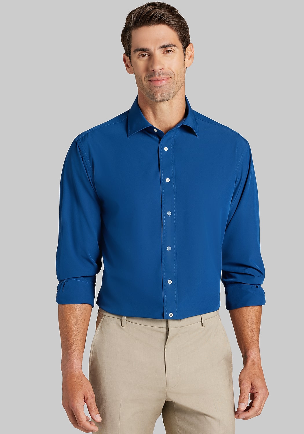 1905 Collection Traditional Fit Spread Collar Solid 4-Way Stretch Dress Shirt