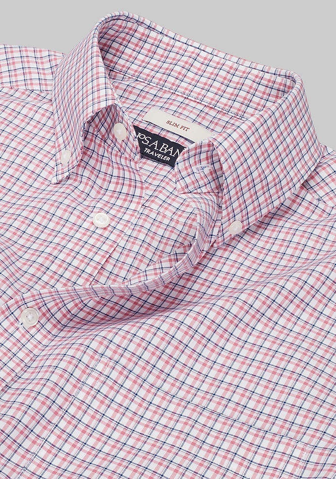 slim fit plaid dress shirt Traveler® Collection Slim Fit Button-Down Collar Plaid Dress Shirt -  Missionary Package