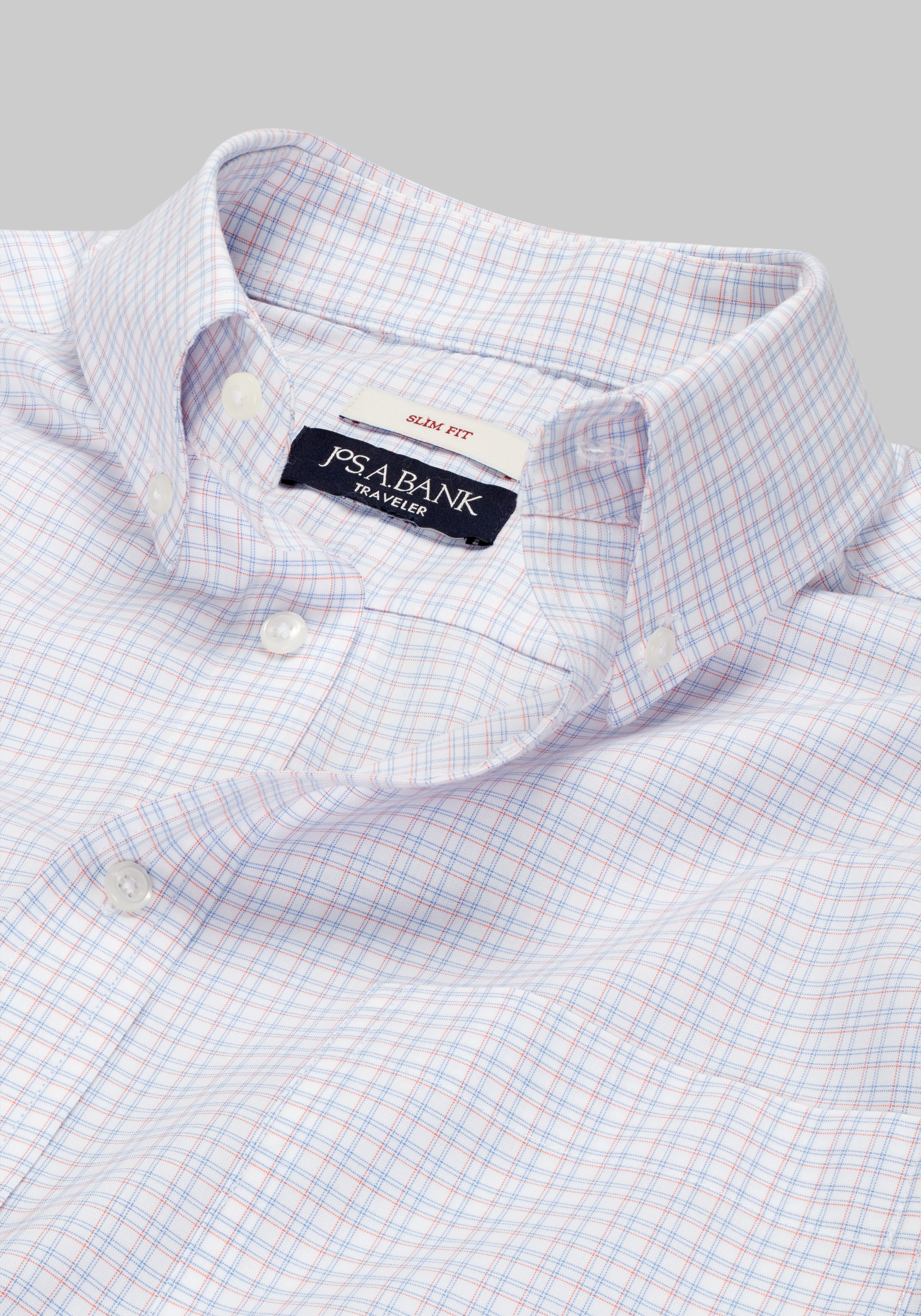 Traveler® Collection Slim Fit Button-Down Collar Plaid Dress Shirt