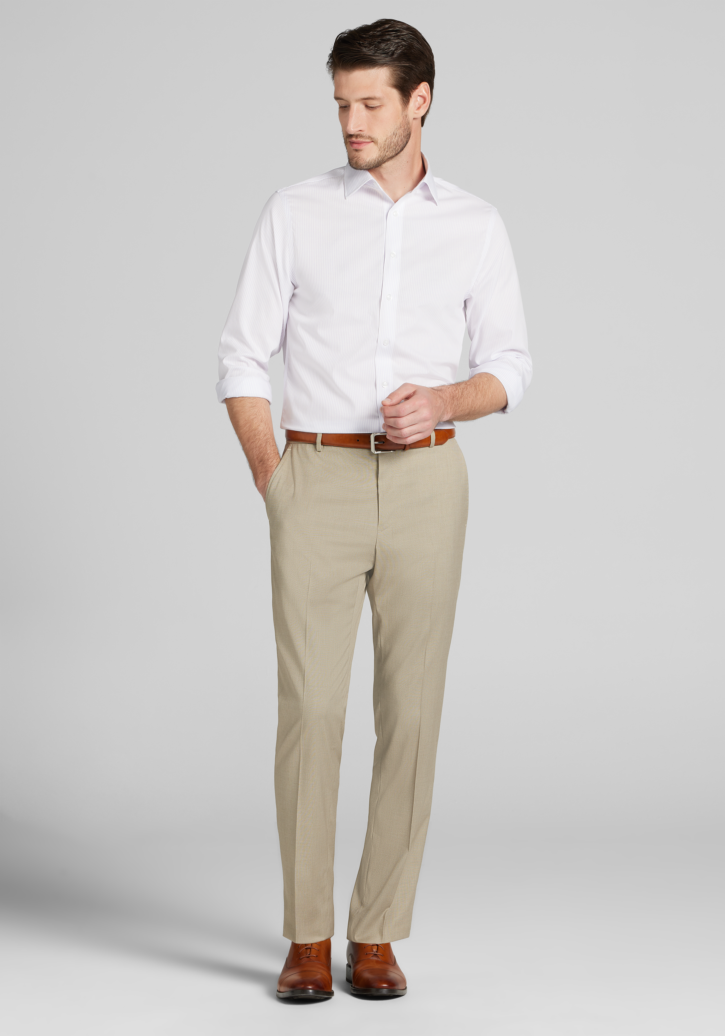 Traveler® Collection Slim Fit Button-Down Collar Plaid Dress Shirt