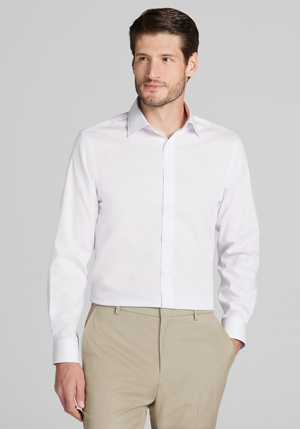 Traveler® Collection Slim Fit Button-Down Collar Plaid Dress Shirt