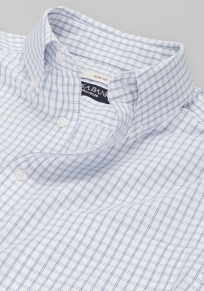 men's slim fit button down collar dress shirts Perry Ellis Men's Untucked Slim Fit Total Stretch Banded Collar Shirt - Blue