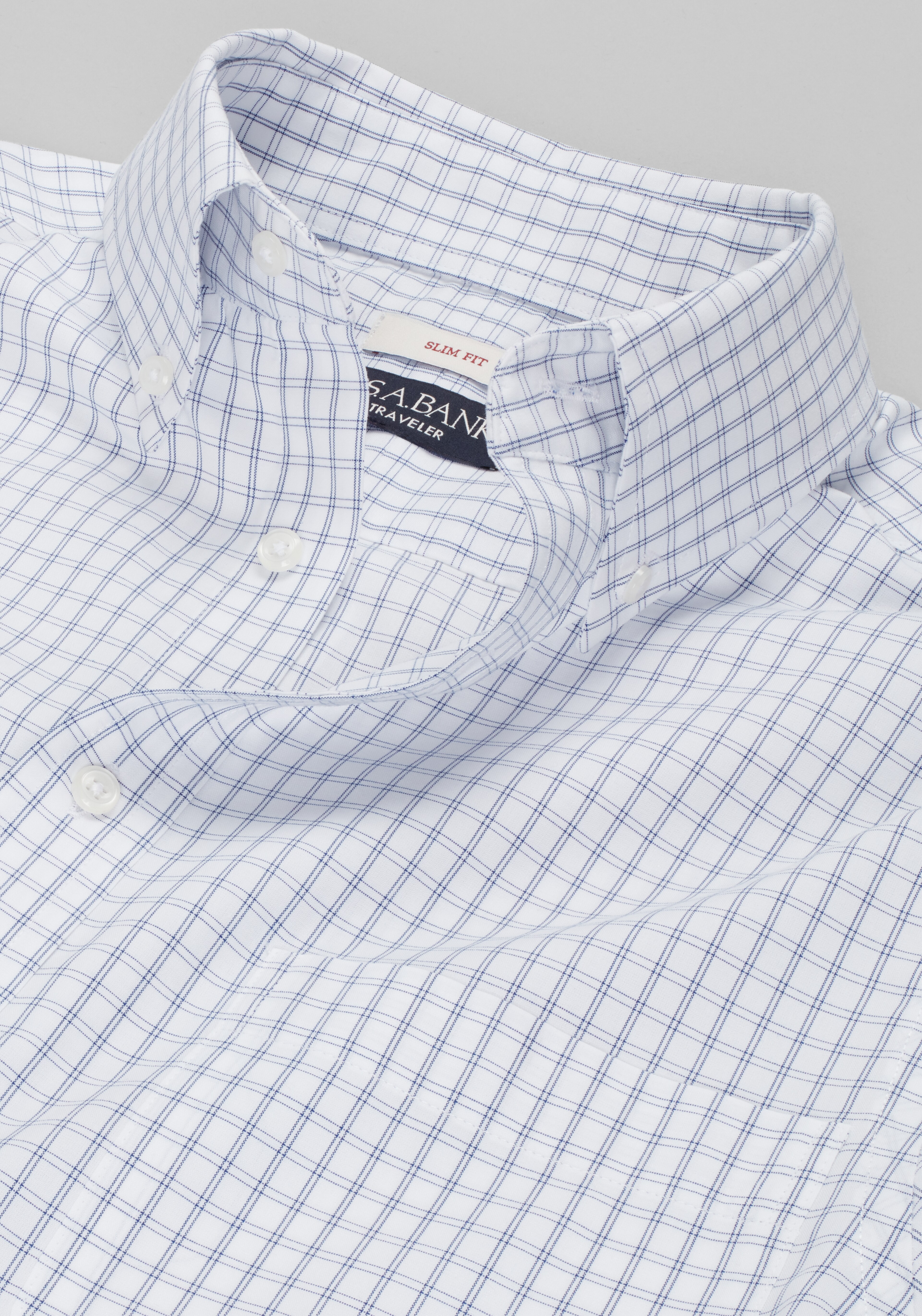 Traveler® Collection Slim Fit Button-Down Collar Grid Dress Shirt
