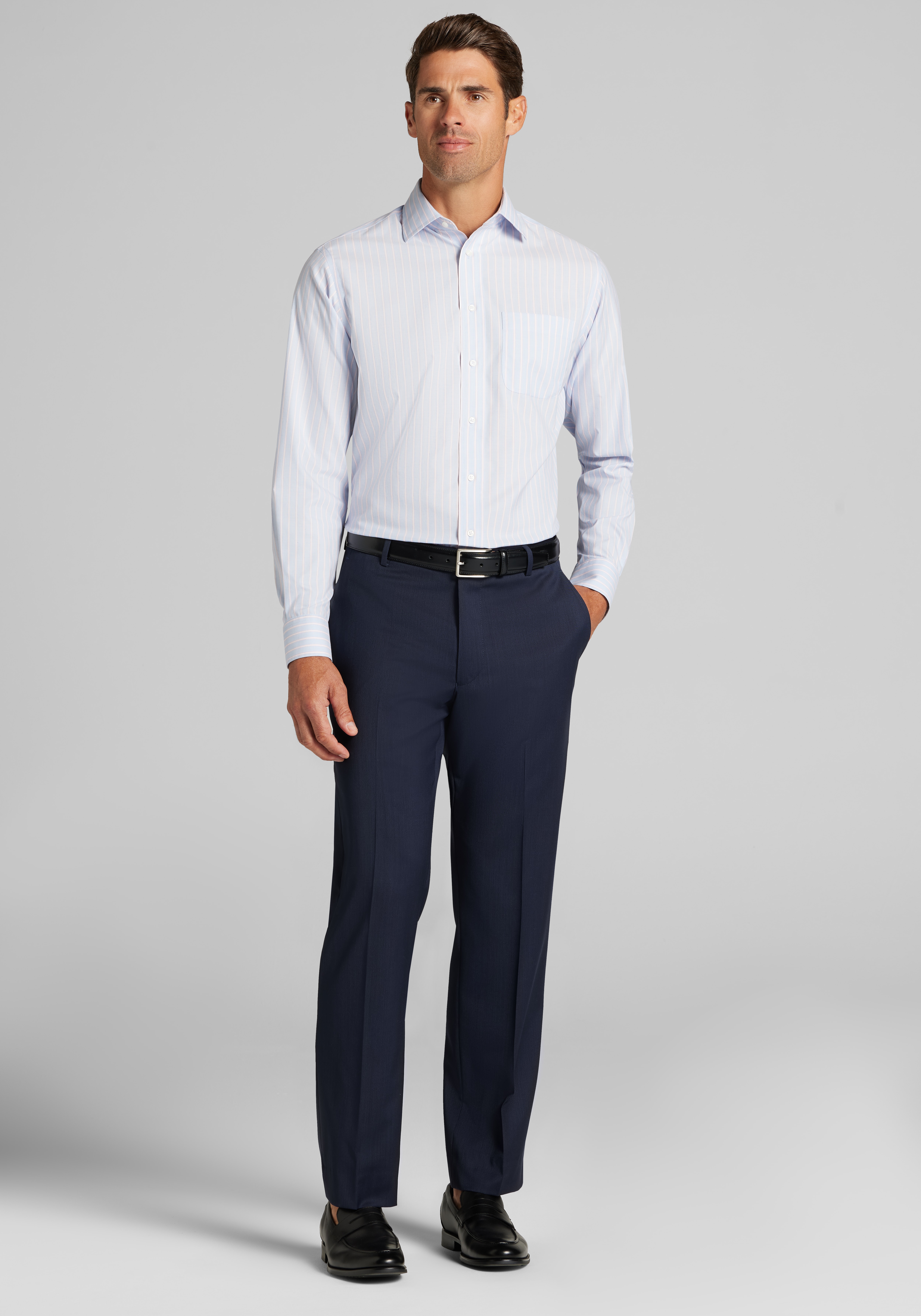 Traveler® Collection Tailored Fit Stripe Dress Shirt