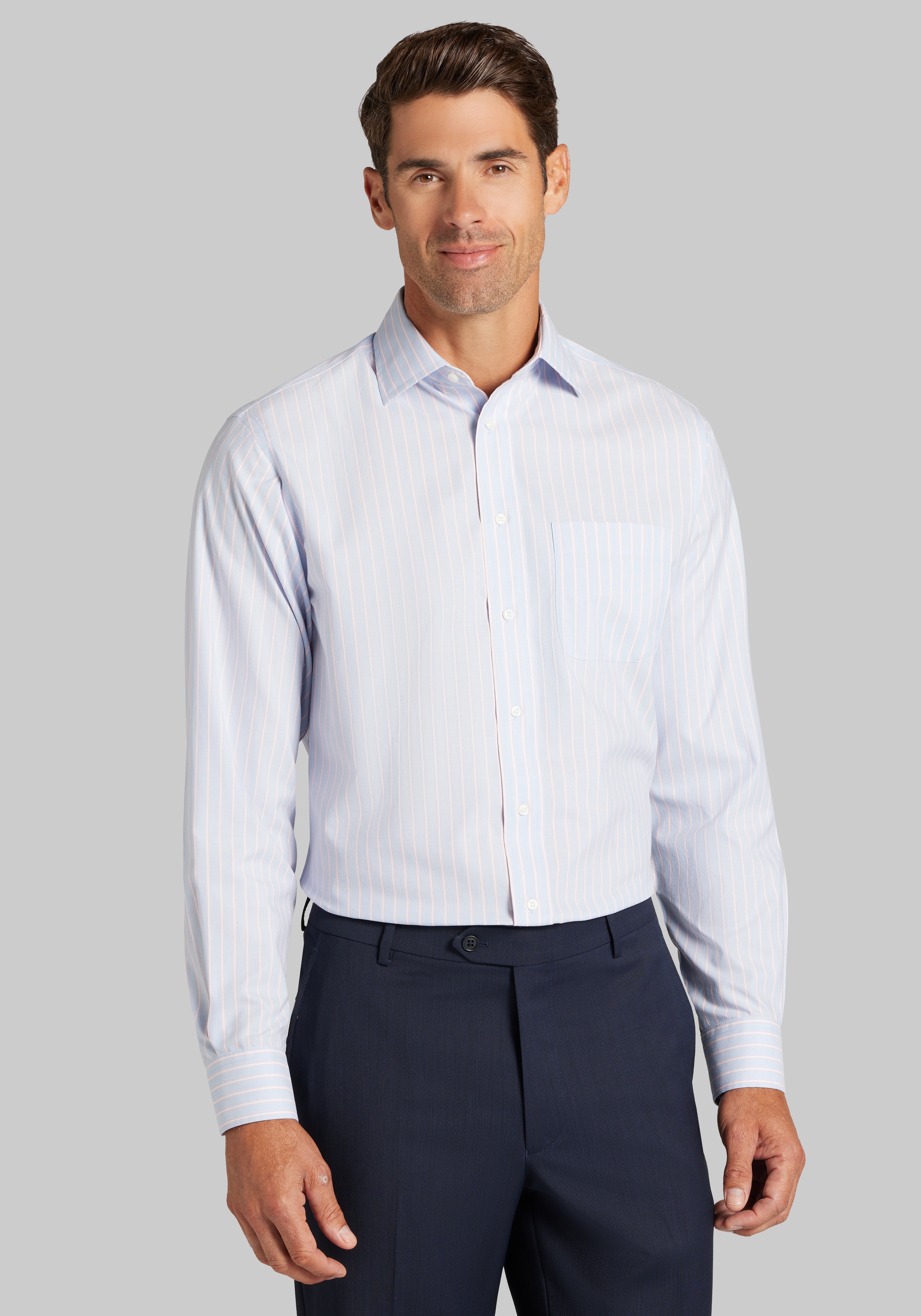Men's New!, Traveler® Collection Tailored Fit Stripe Dress Shirt - Jos A Bank