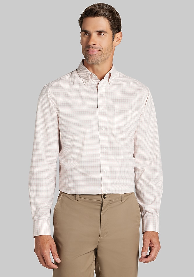 jos a bank traveler dress shirt Men's Traveler Collection Traditional Fit Point Collar Solid Dress Shirt at Jos. A. Bank, Cream/White, Size 16 X 34
