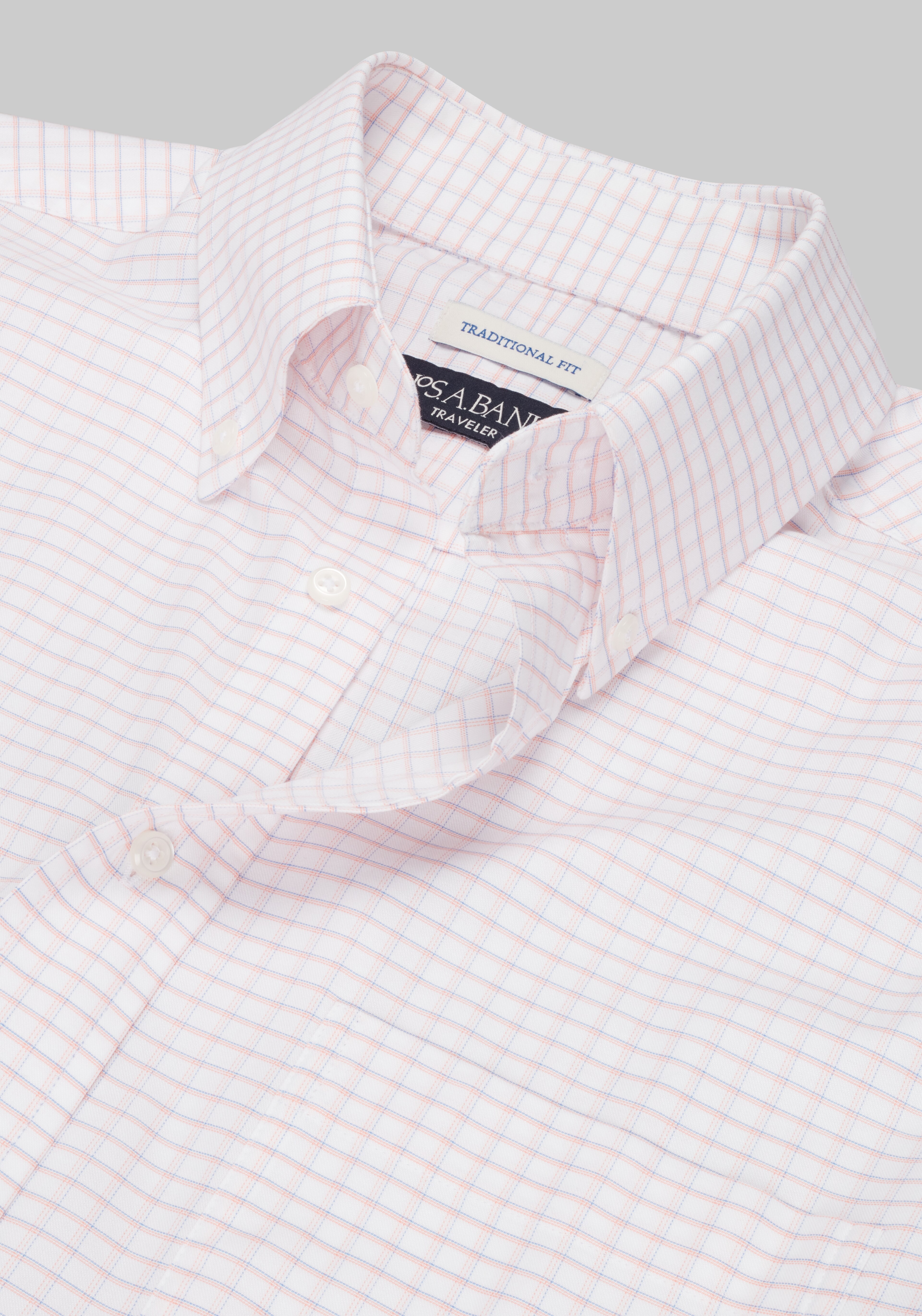 Traveler® Collection Traditional Fit Button-Down Collar Grid Dress Shirt CLEARANCE
