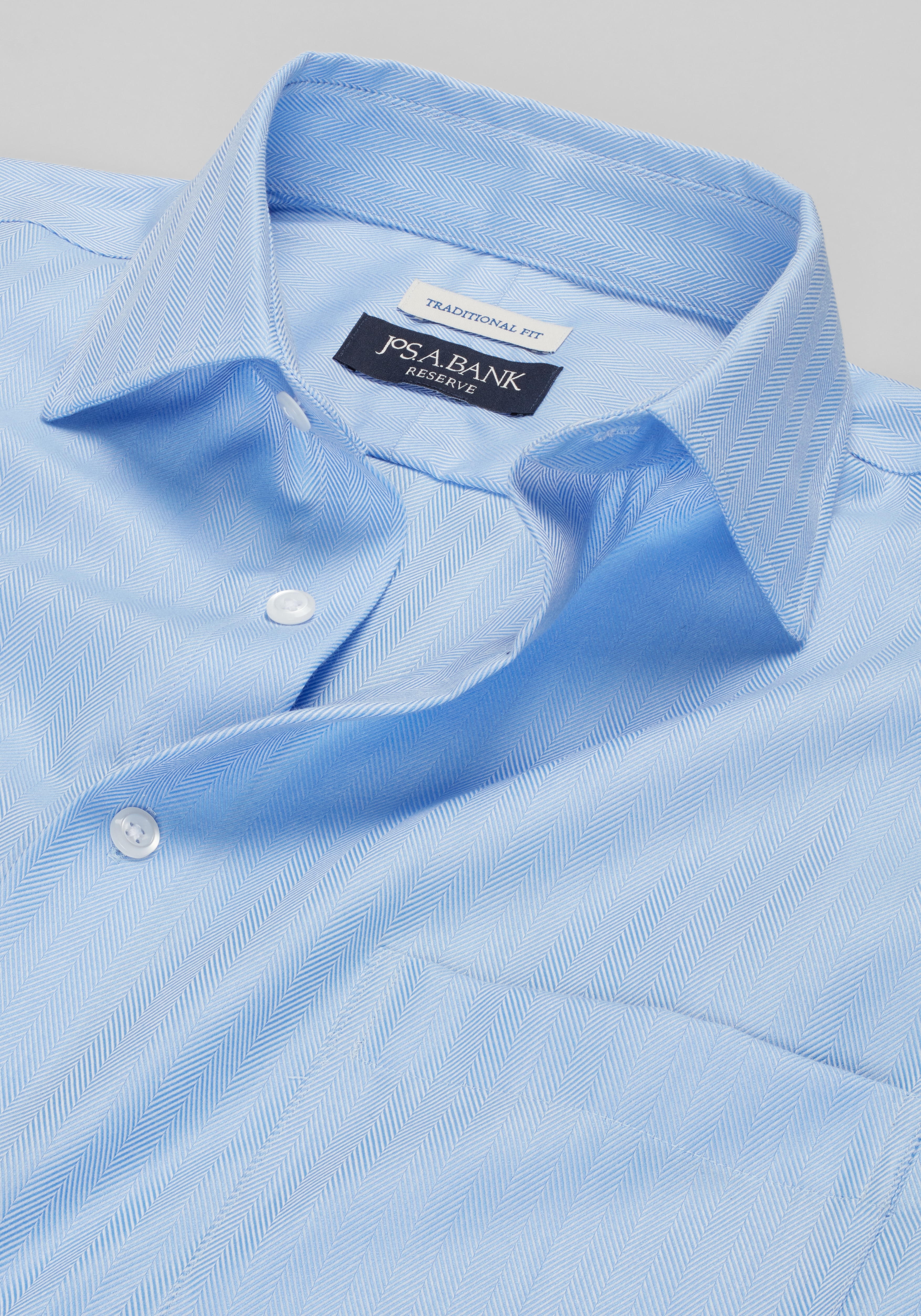 Reserve Collection Traditional Fit Spread Collar Herringbone Dress Shirt