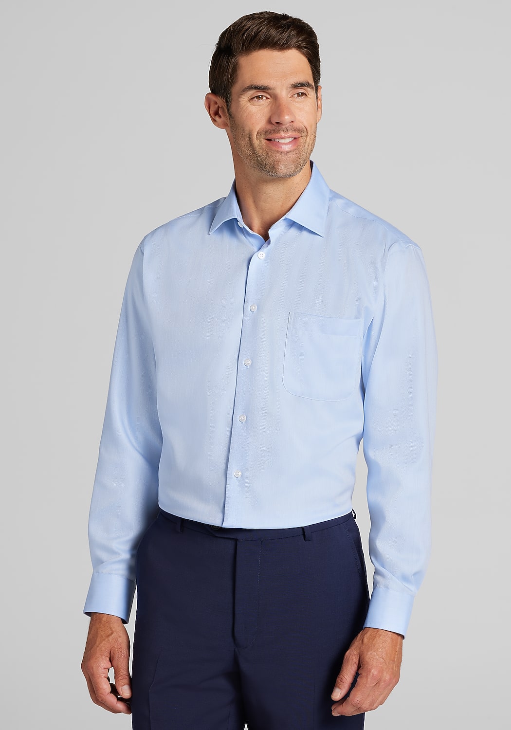 Reserve Collection Traditional Fit Spread Collar Herringbone Dress Shirt