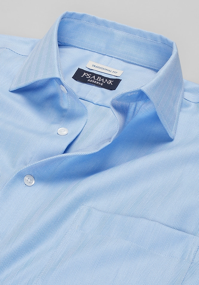 Reserve Collection Traditional Fit Spread Collar Herringbone Dress Shirt -  Memorial Day Deals | Jos A Bank